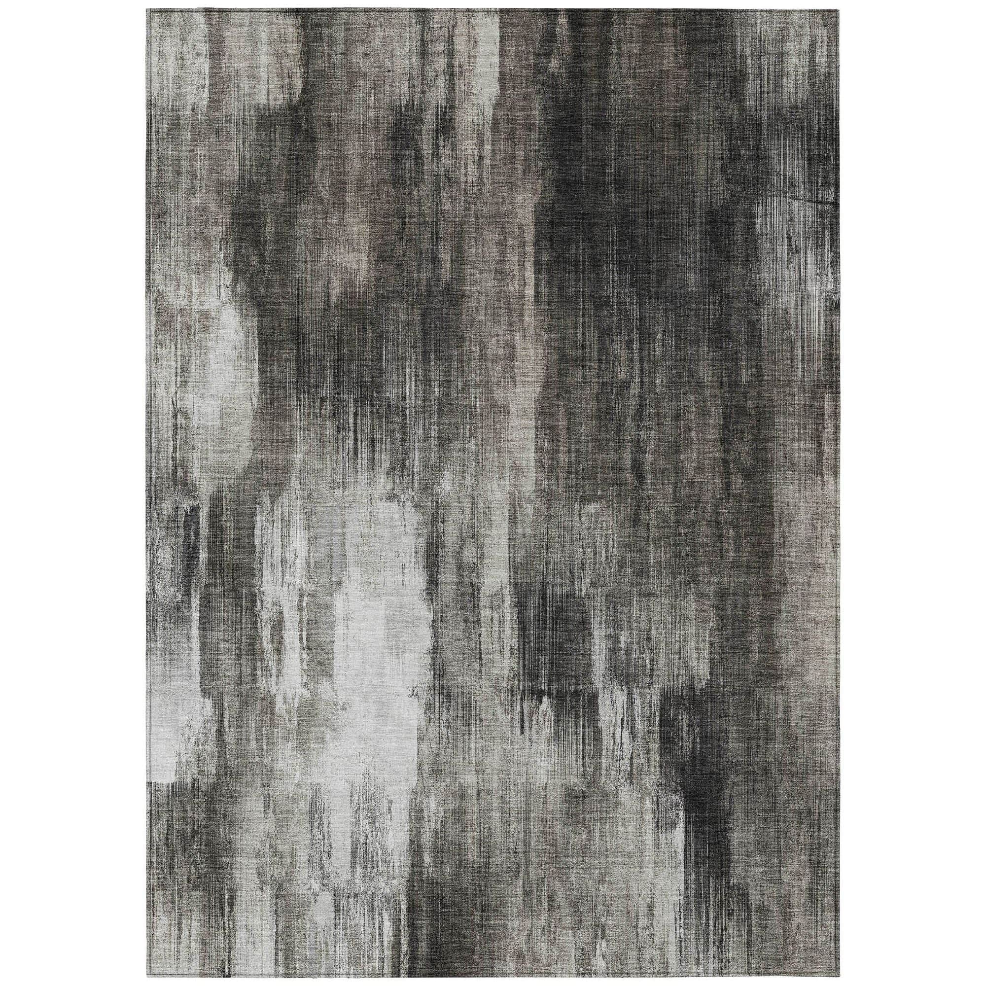 Machine Washable Gray Rug - Indoor / Outdoor - Kids / Pet Friendly Casual Print Rug