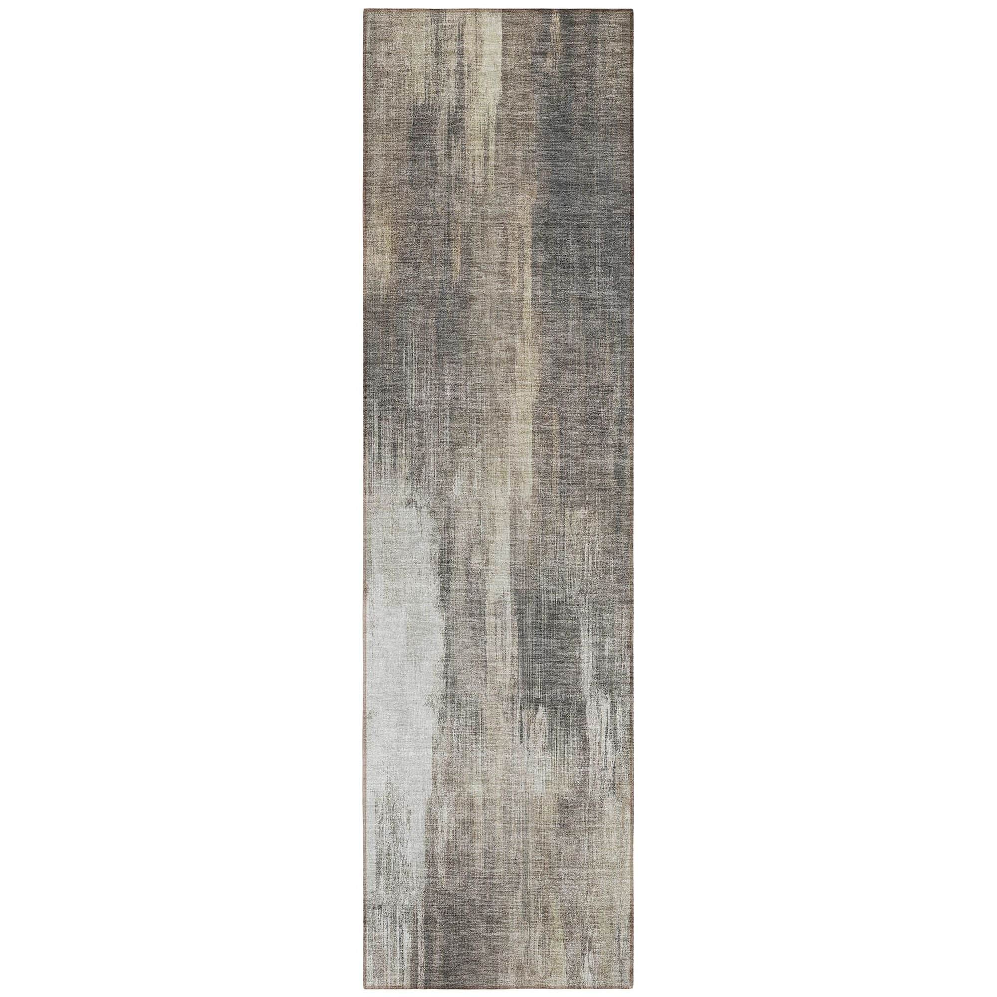 Machine Washable Taupe Brown Rug - Indoor / Outdoor - Kids / Pet Friendly Casual Print Rug