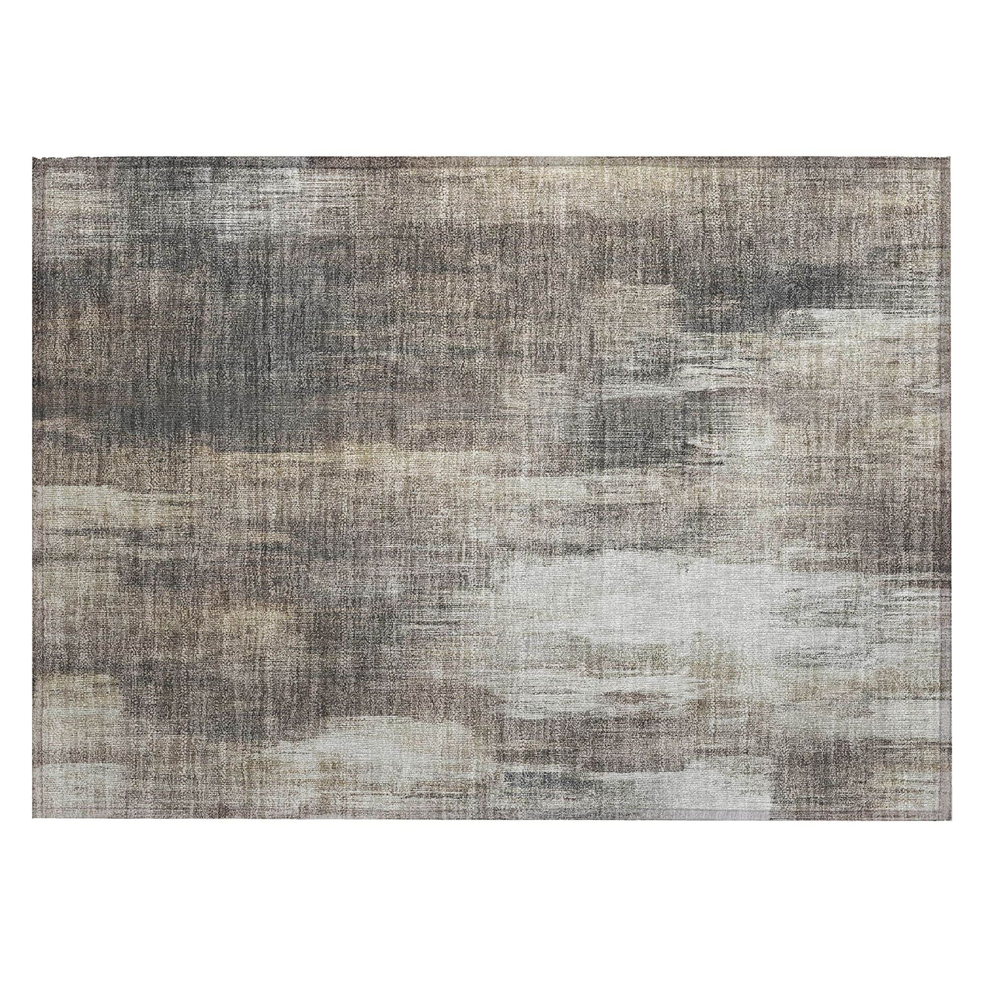 Machine Washable Taupe Brown Rug - Indoor / Outdoor - Kids / Pet Friendly Casual Print Rug