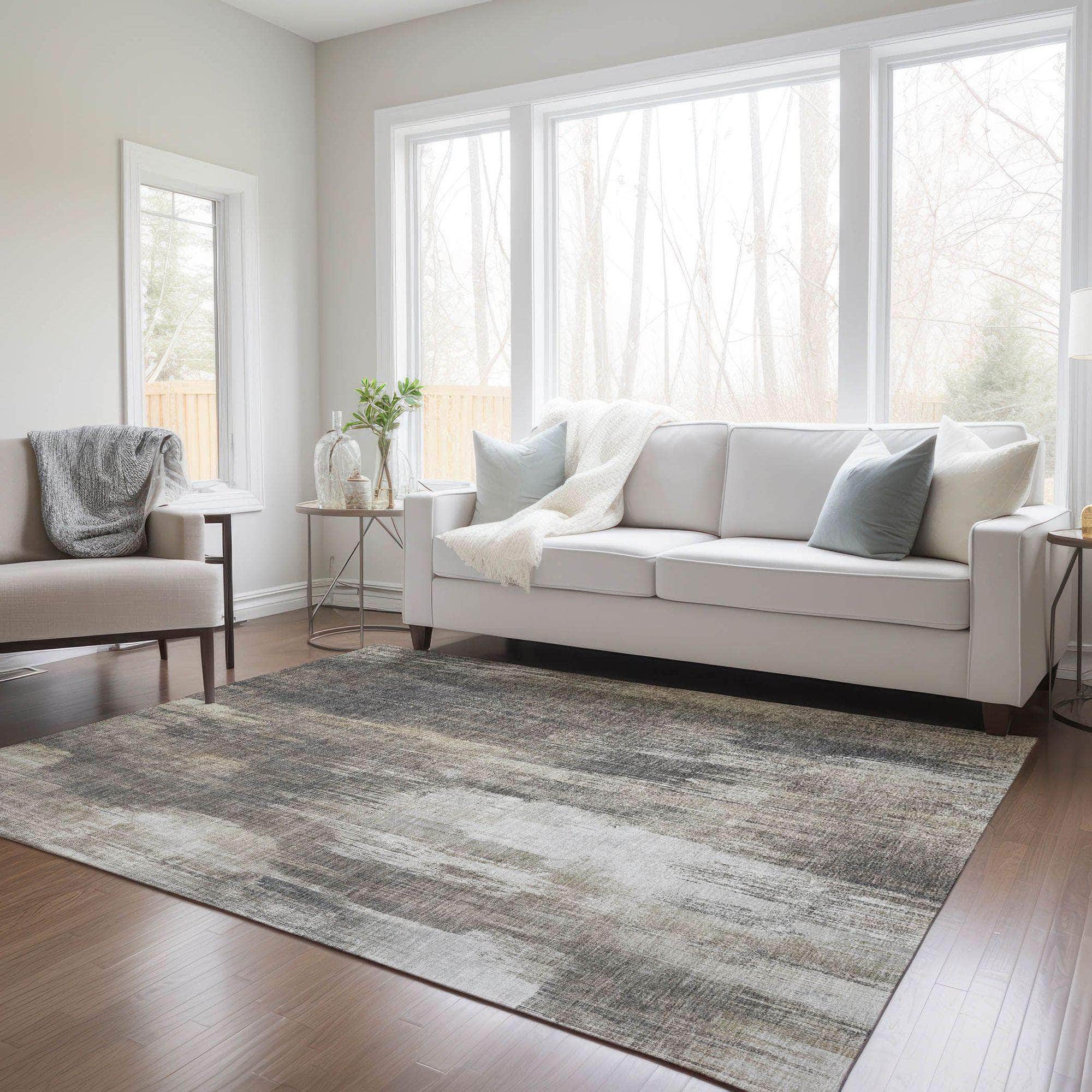 Machine Made ACN567 Taupe Brown Rugs