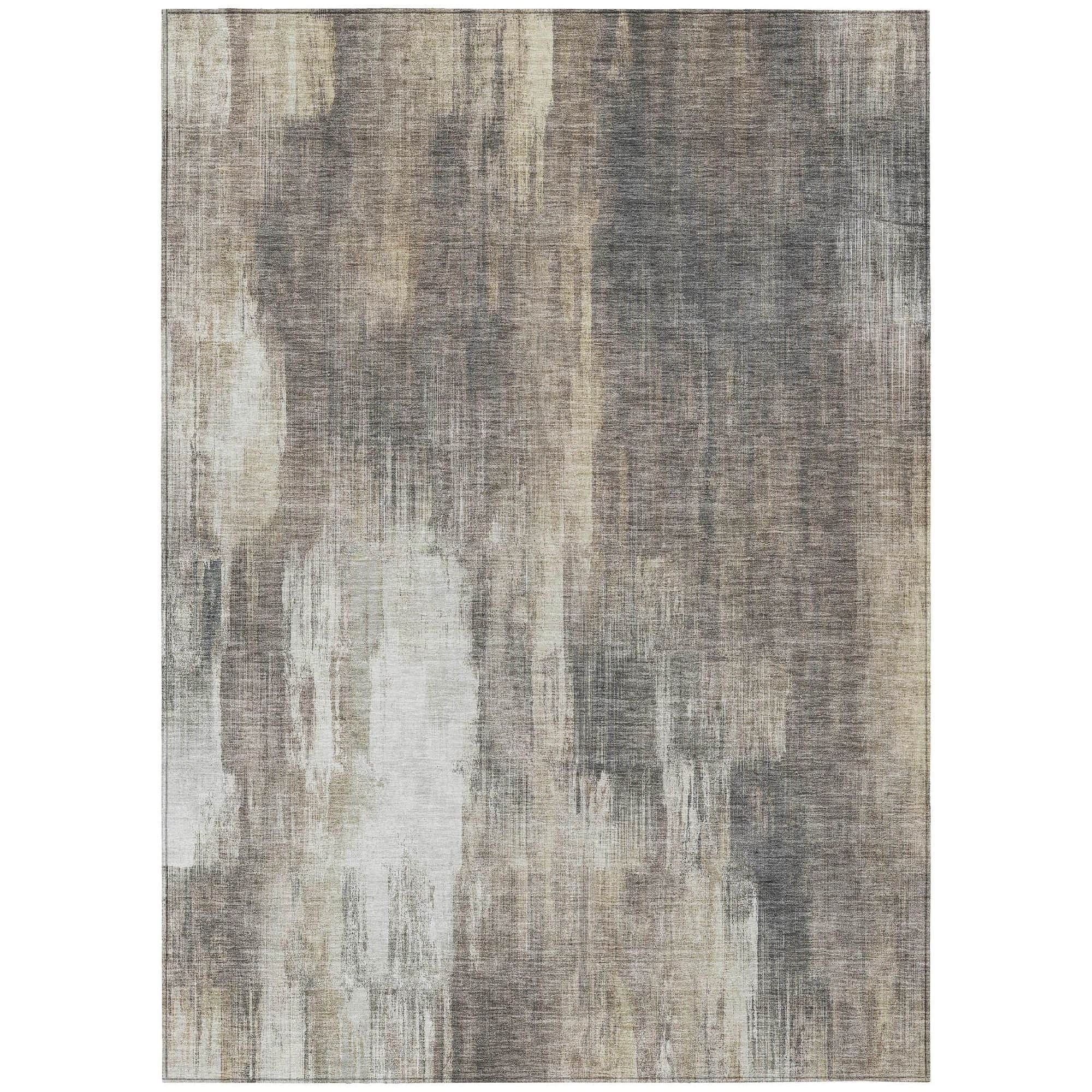 Machine Washable Taupe Brown Rug - Indoor / Outdoor - Kids / Pet Friendly Casual Print Rug