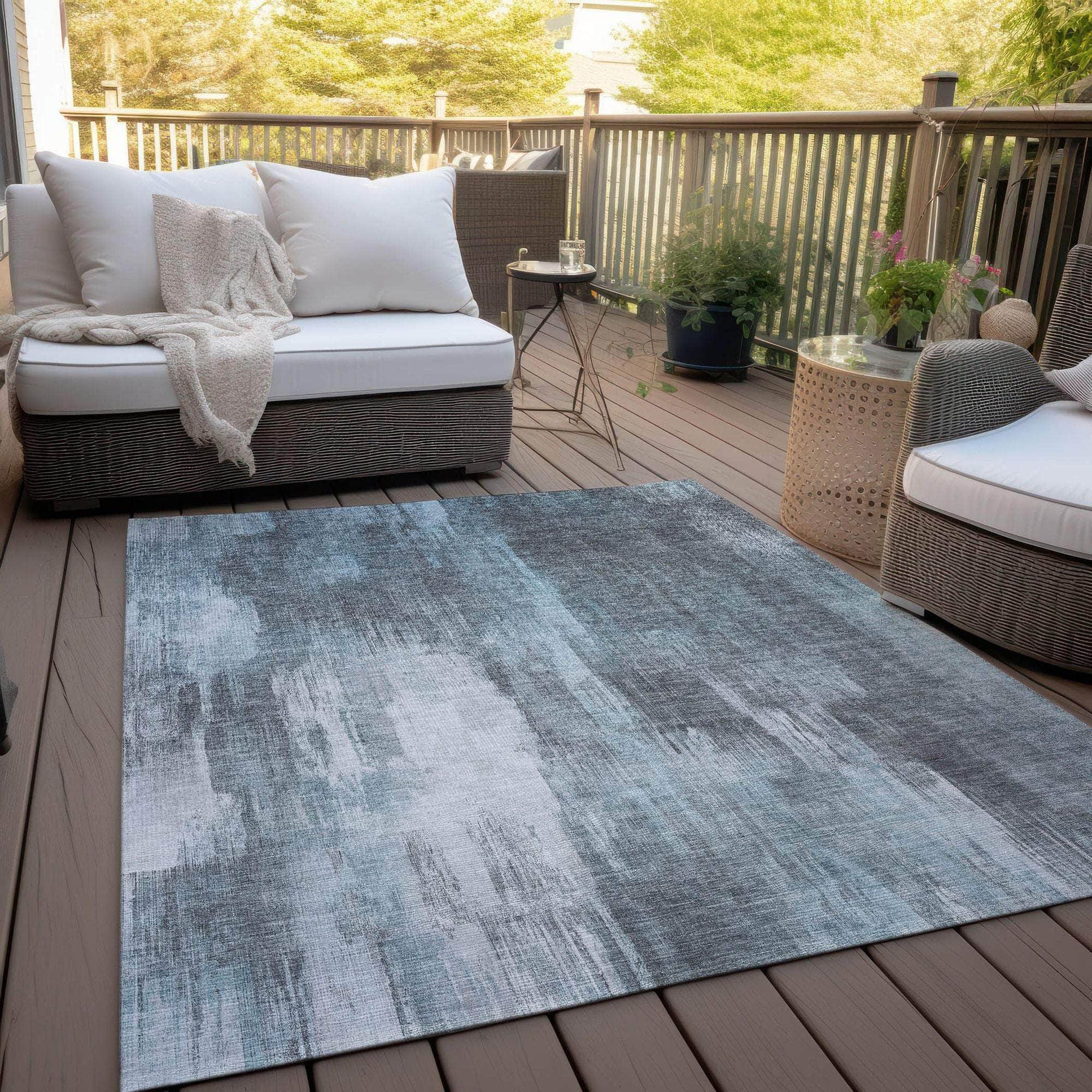 Machine Made ACN567 Teal Rugs