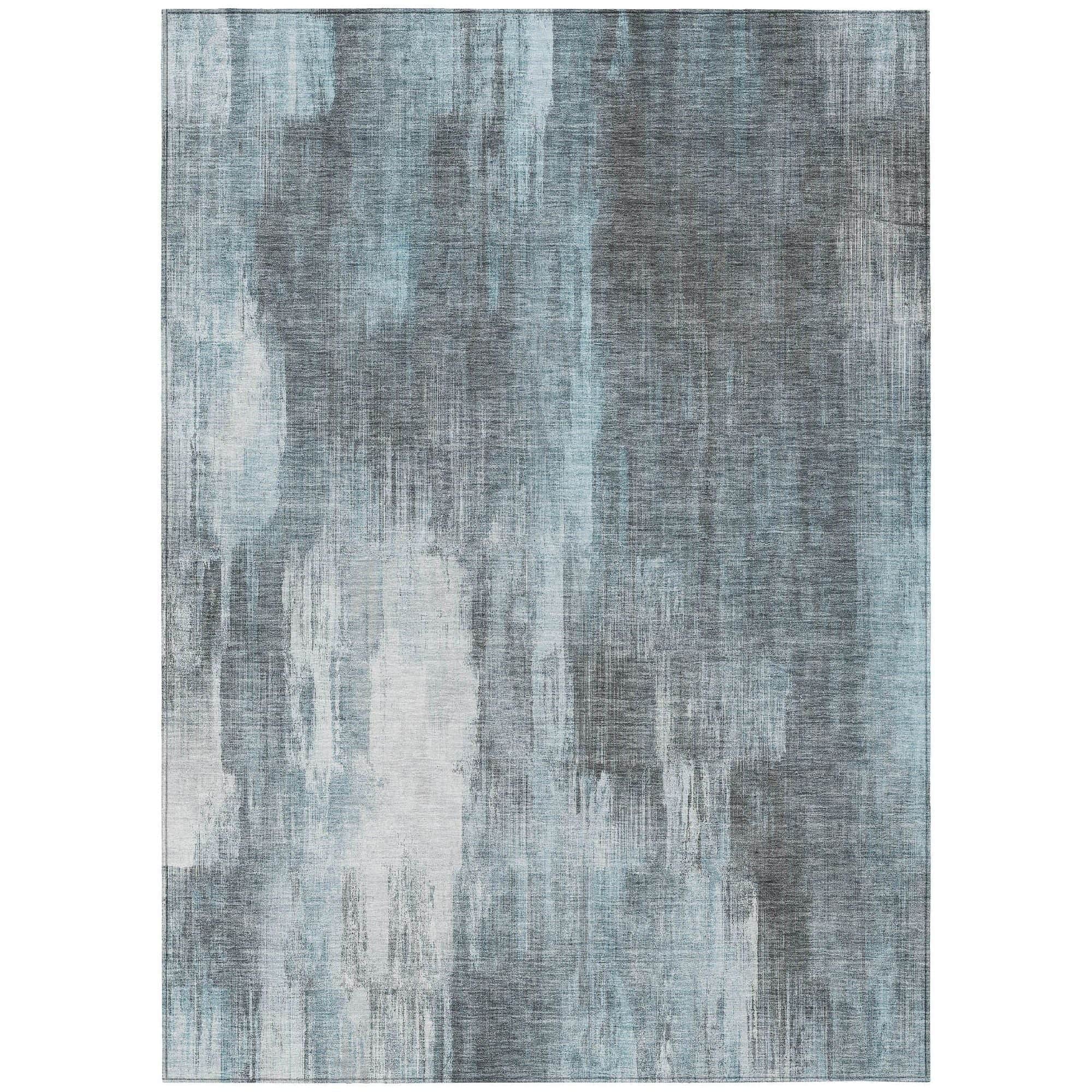Machine Washable Teal Rug - Indoor / Outdoor - Kids / Pet Friendly Casual Print Rug