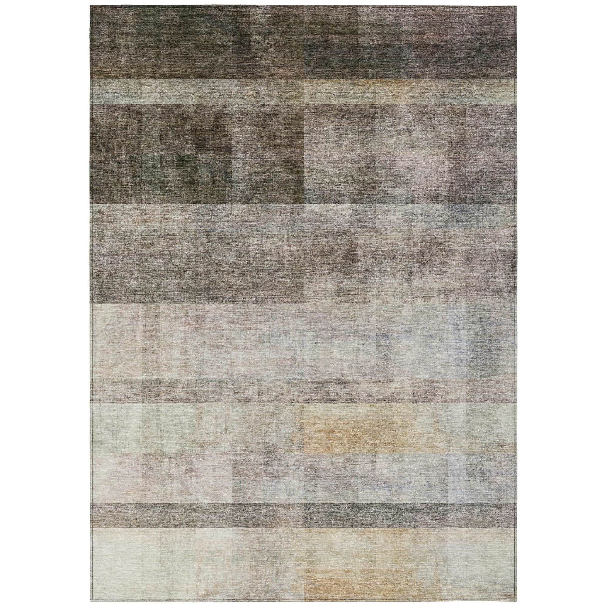 Machine Washable Brown Rug - Indoor / Outdoor - Kids / Pet Friendly Casual Print Rug