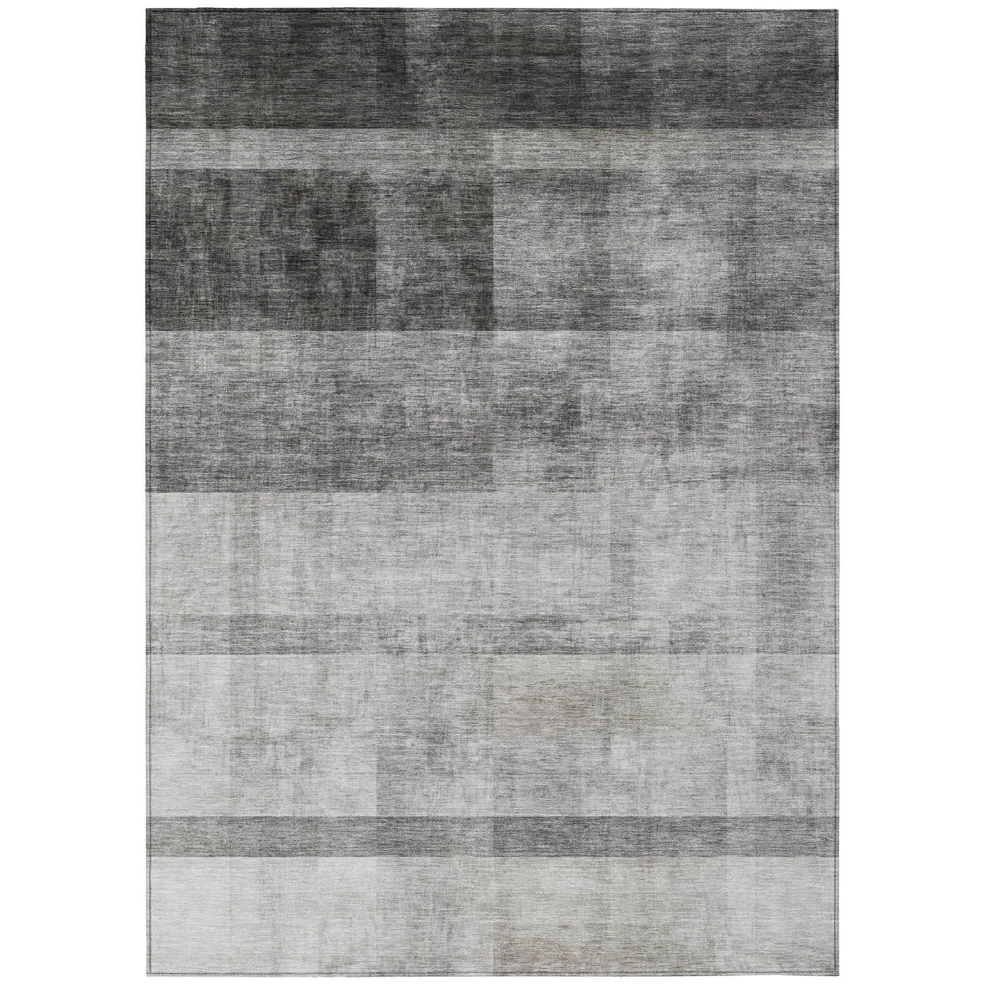 Machine Washable Gray Rug - Indoor / Outdoor - Kids / Pet Friendly Casual Print Rug