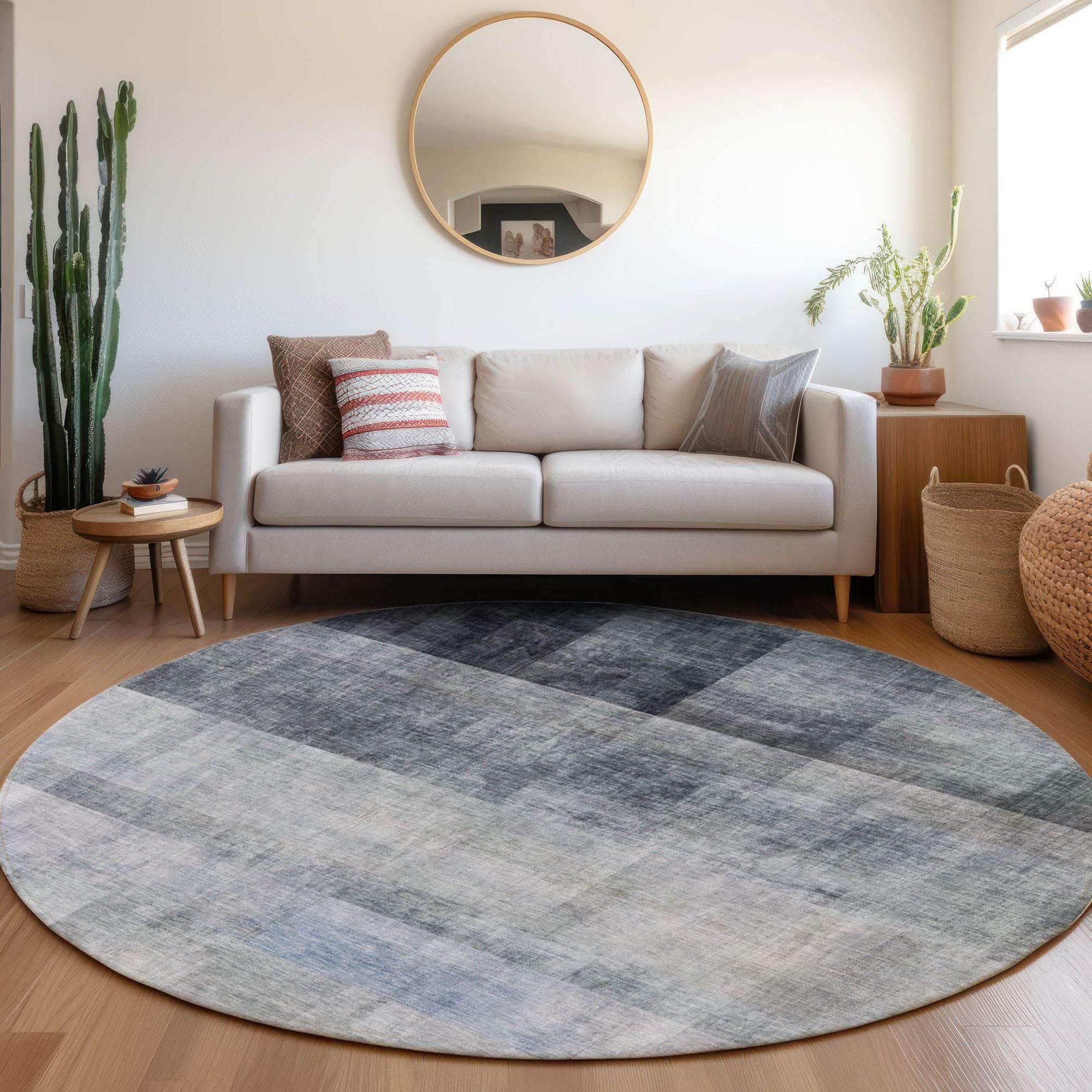 Machine Made ACN568 Navy Blue Rugs