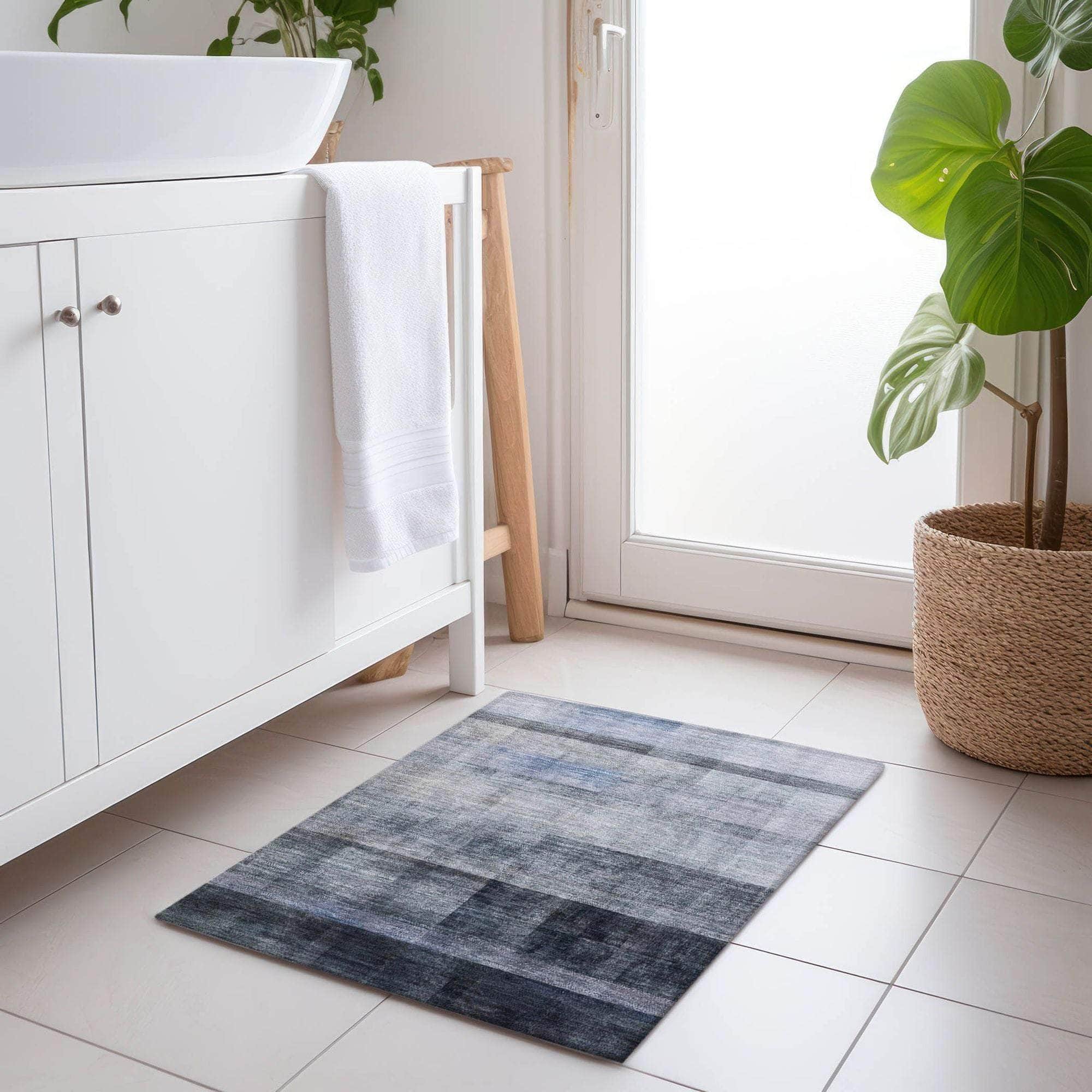 Machine Made ACN568 Navy Blue Rugs