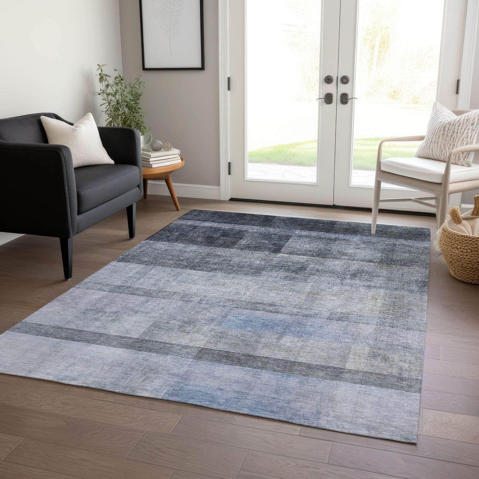 Machine Made ACN568 Navy Blue Rugs