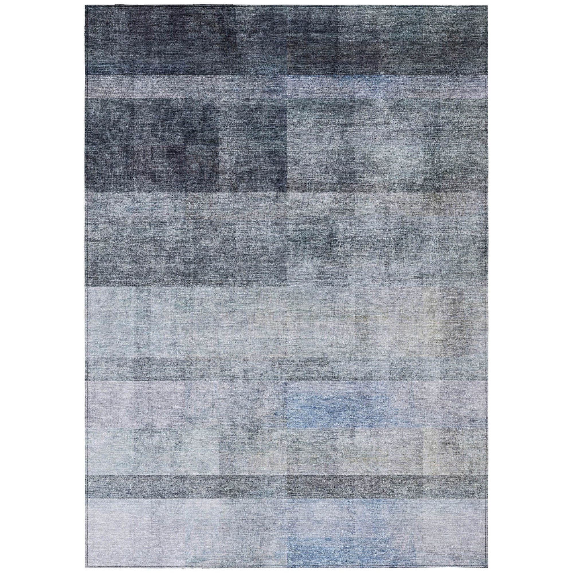 Machine Washable Navy Blue Rug - Indoor / Outdoor - Kids / Pet Friendly Casual Print Rug