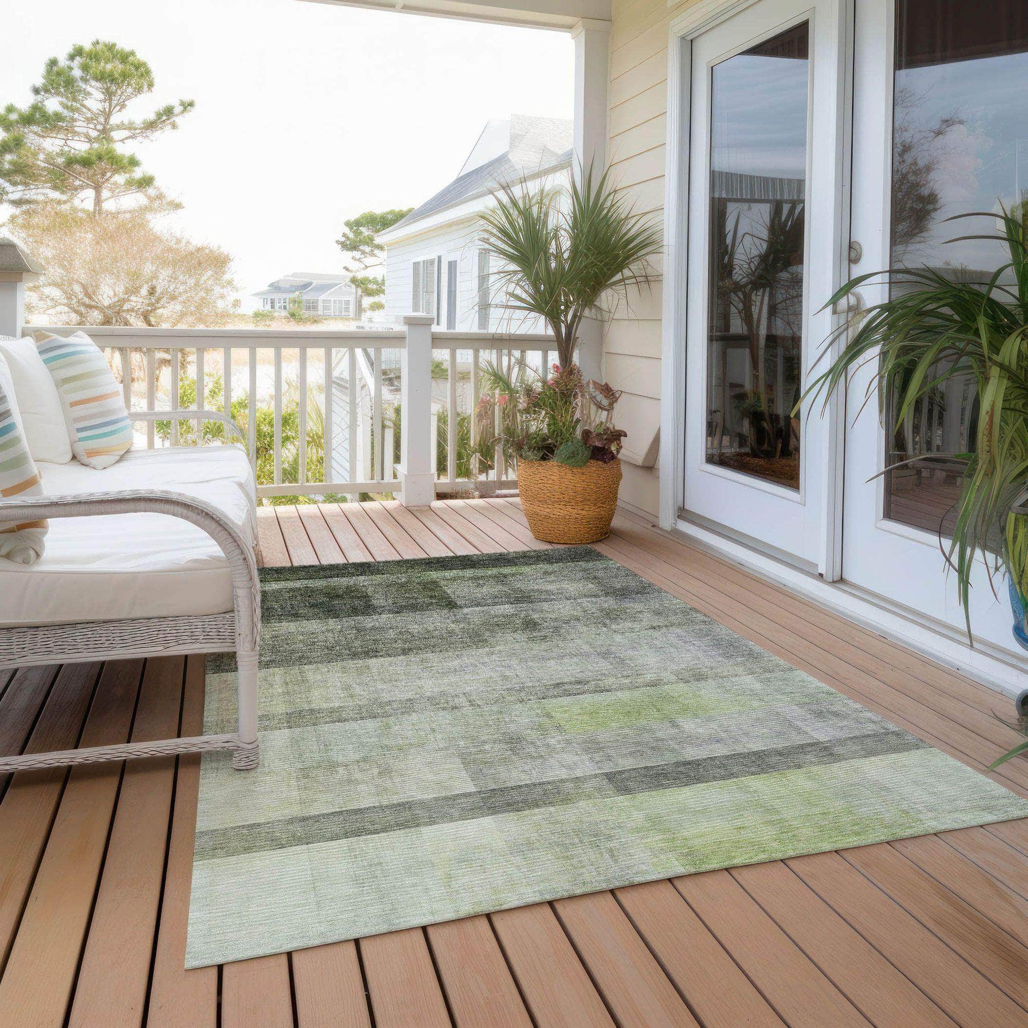 Machine Made ACN568 Olive Green Rugs
