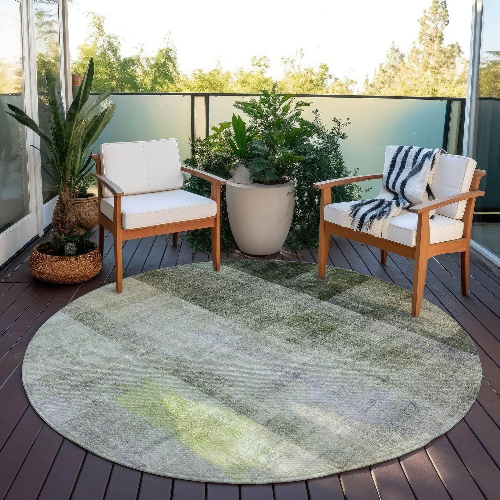 Machine Made ACN568 Olive Green Rugs