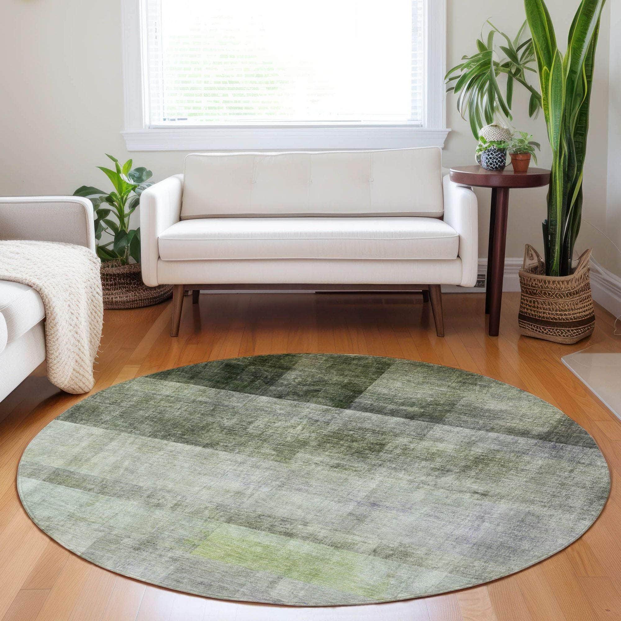 Machine Made ACN568 Olive Green Rugs