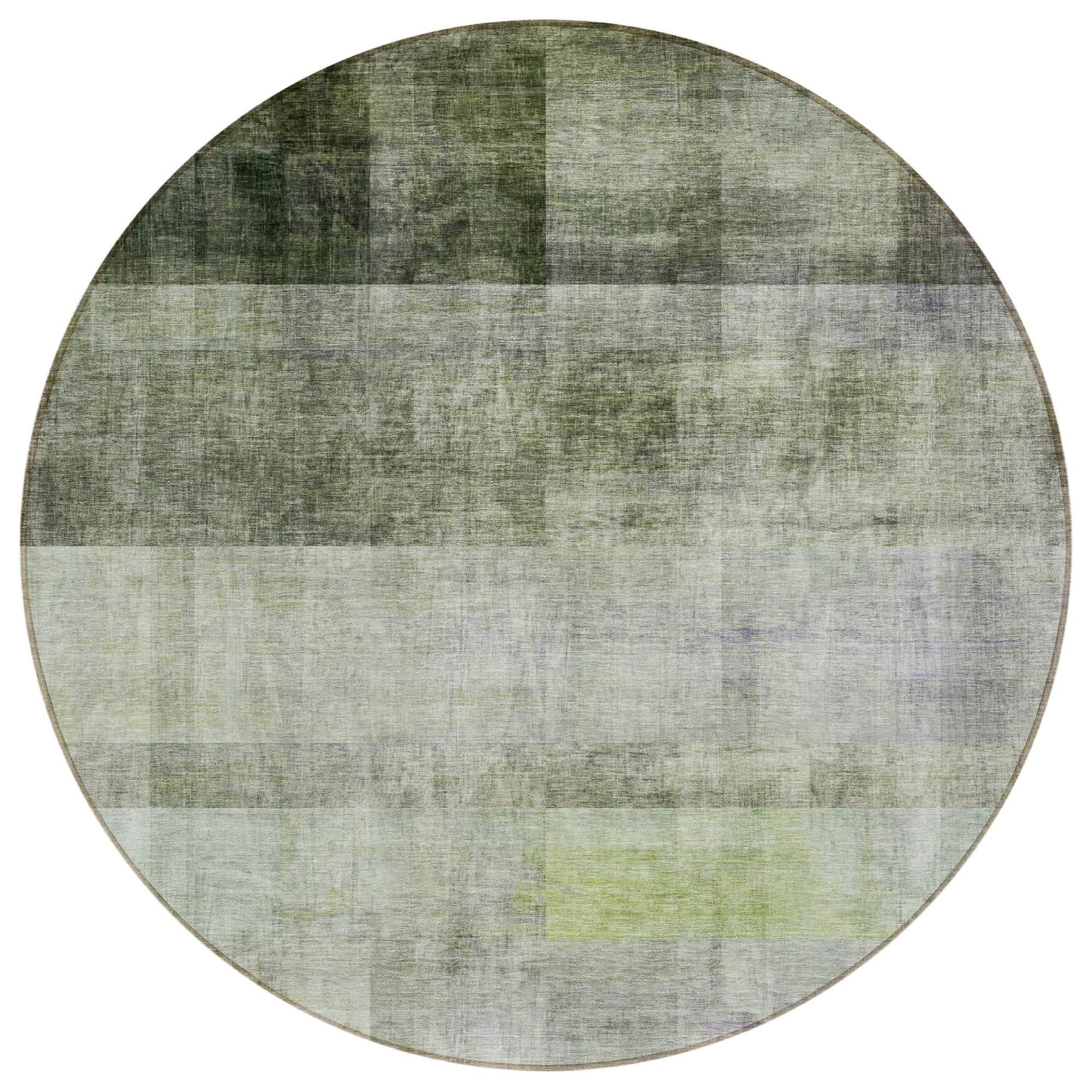 Machine Washable Olive Green Rug - Indoor / Outdoor - Kids / Pet Friendly Casual Print Rug