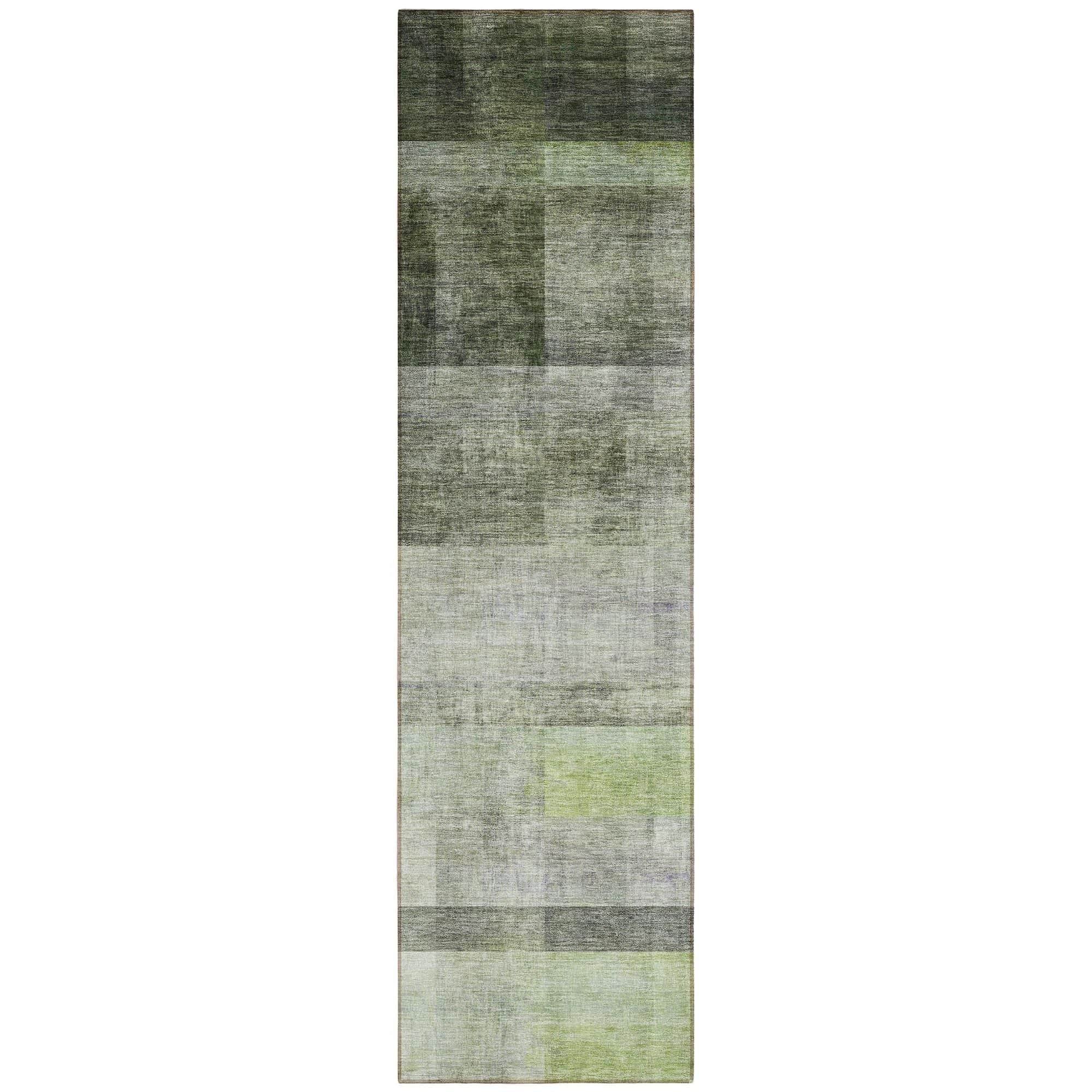 Machine Washable Olive Green Rug - Indoor / Outdoor - Kids / Pet Friendly Casual Print Rug