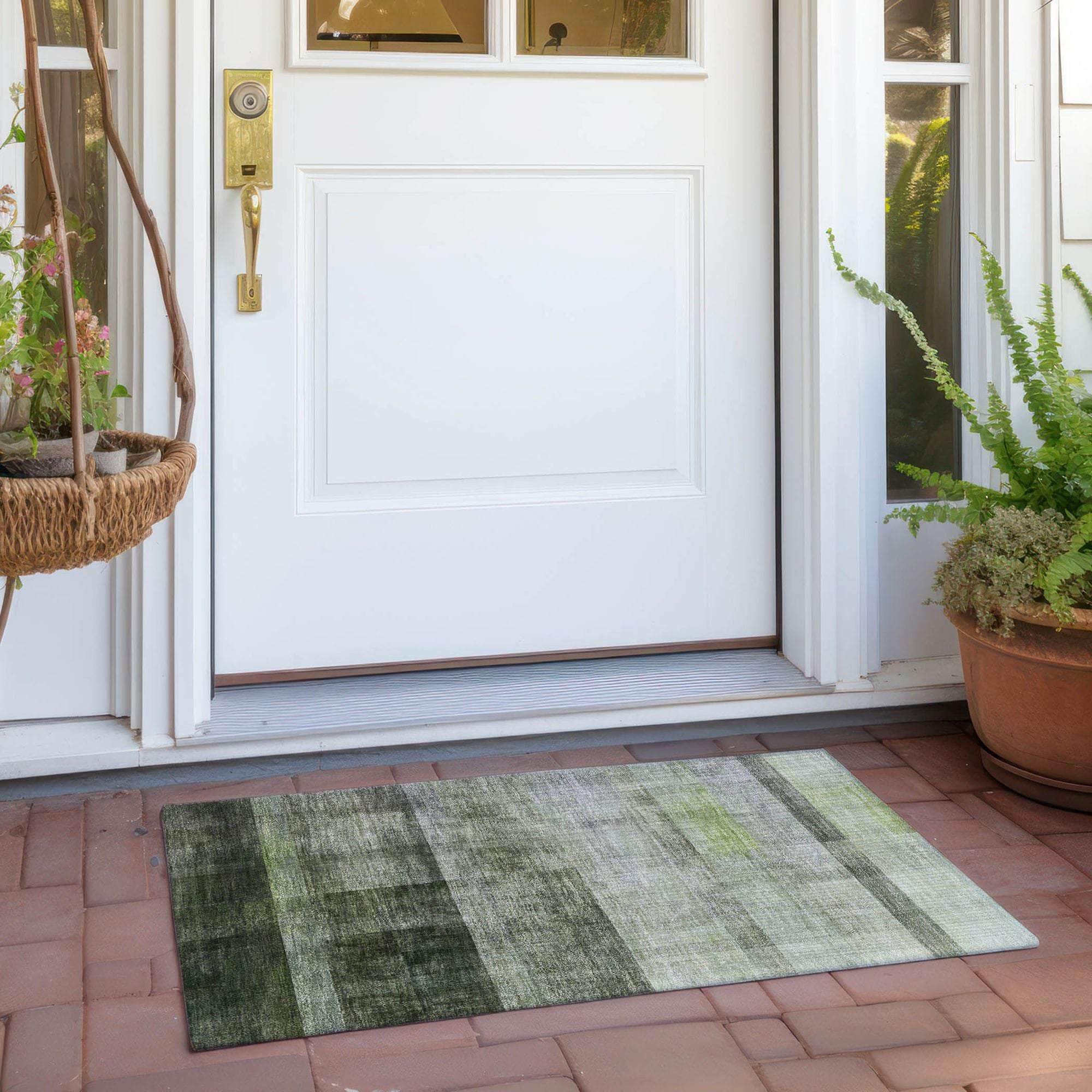 Machine Made ACN568 Olive Green Rugs
