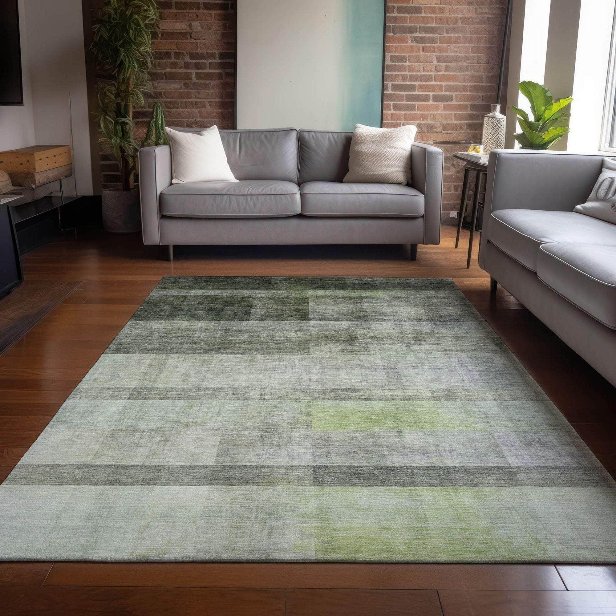 Machine Made ACN568 Olive Green Rugs