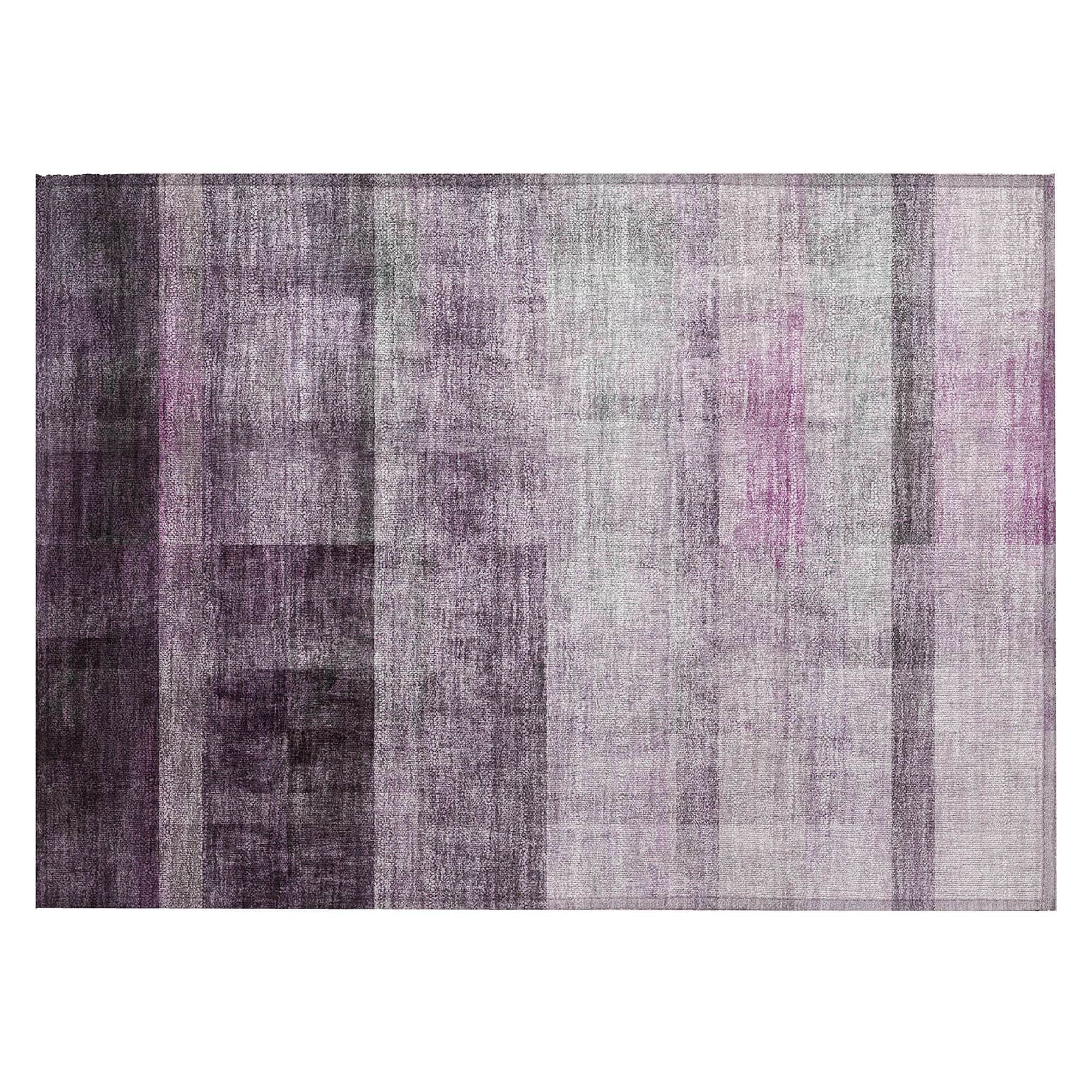 Machine Washable Purple Rug - Indoor / Outdoor - Kids / Pet Friendly Casual Print Rug