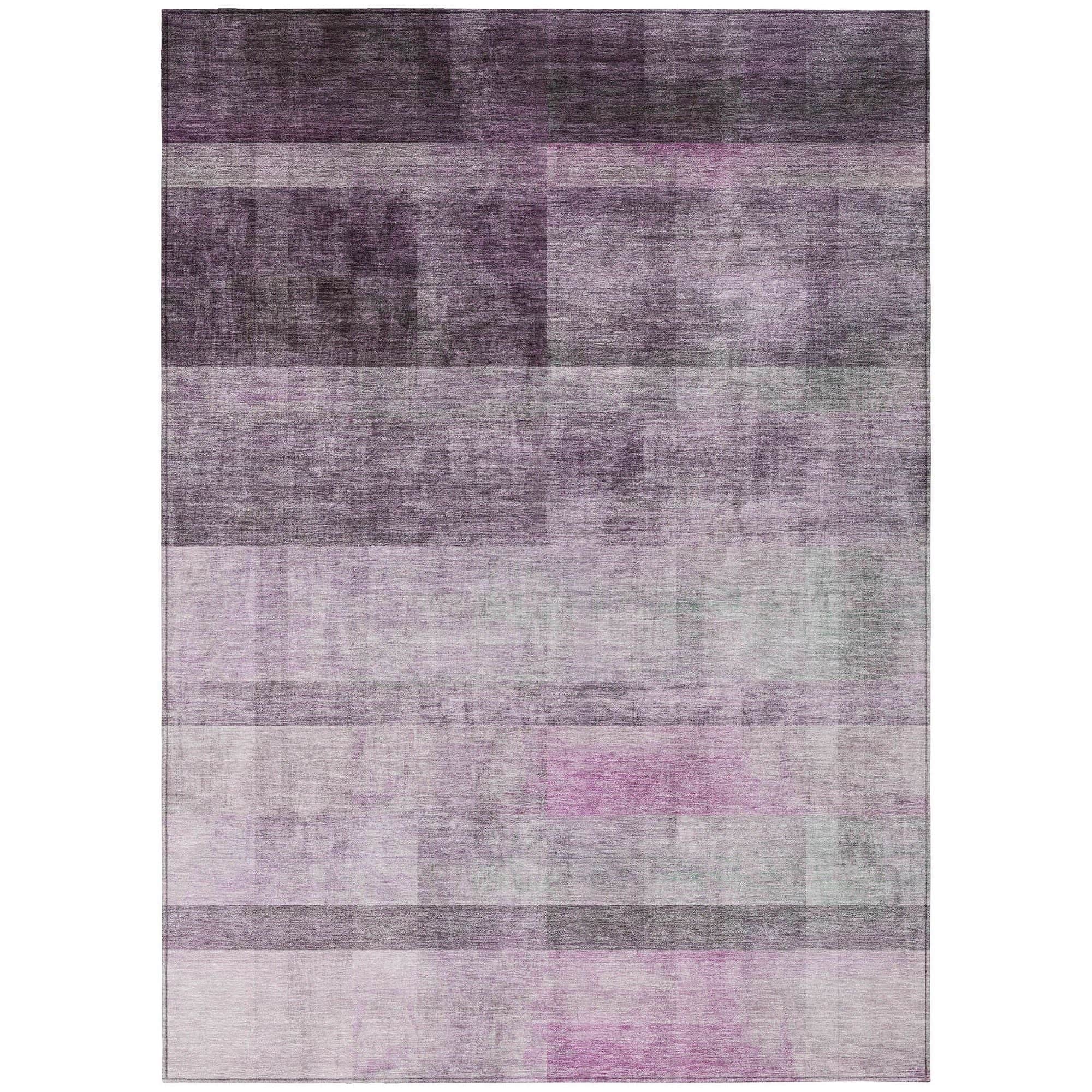Machine Washable Purple Rug - Indoor / Outdoor - Kids / Pet Friendly Casual Print Rug