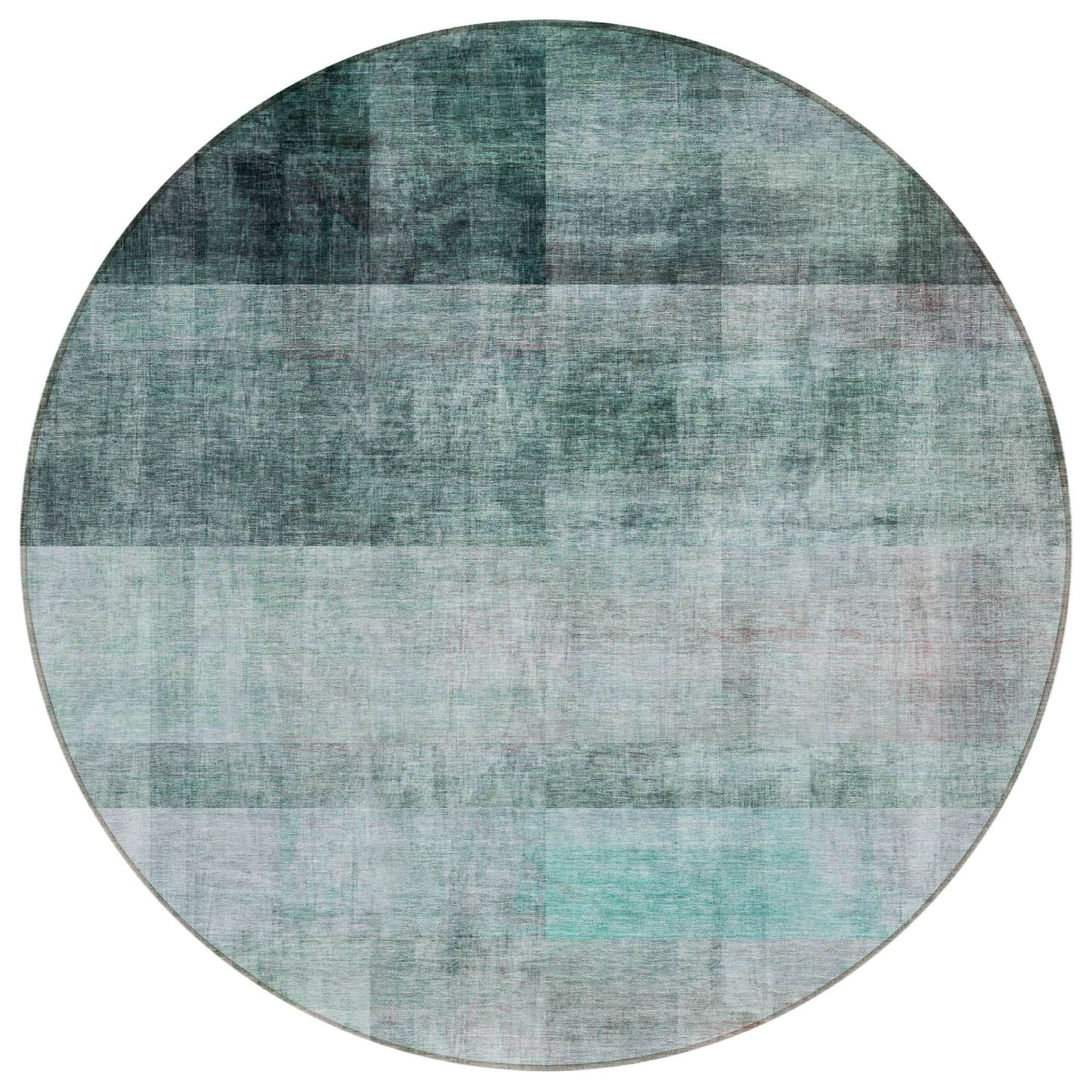 Machine Washable Teal Rug - Indoor / Outdoor - Kids / Pet Friendly Casual Print Rug