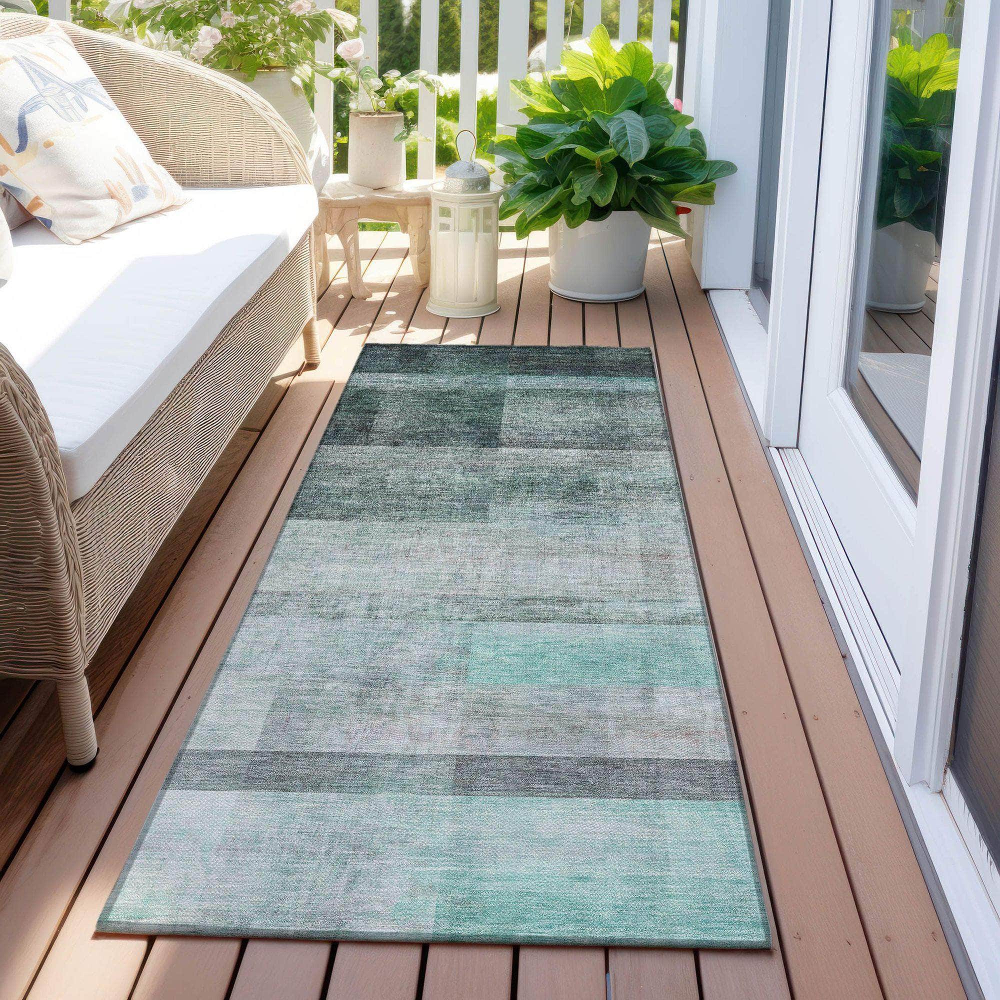 Machine Made ACN568 Teal Rugs