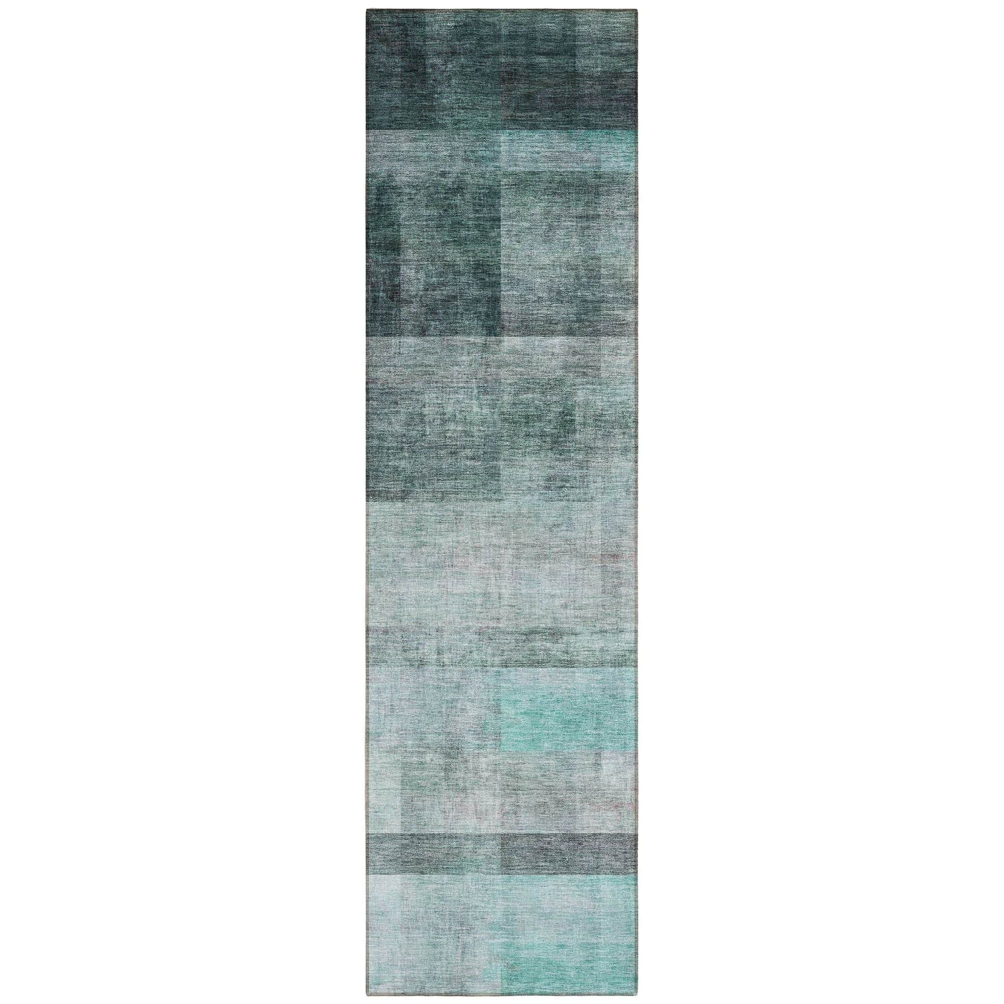 Machine Washable Teal Rug - Indoor / Outdoor - Kids / Pet Friendly Casual Print Rug