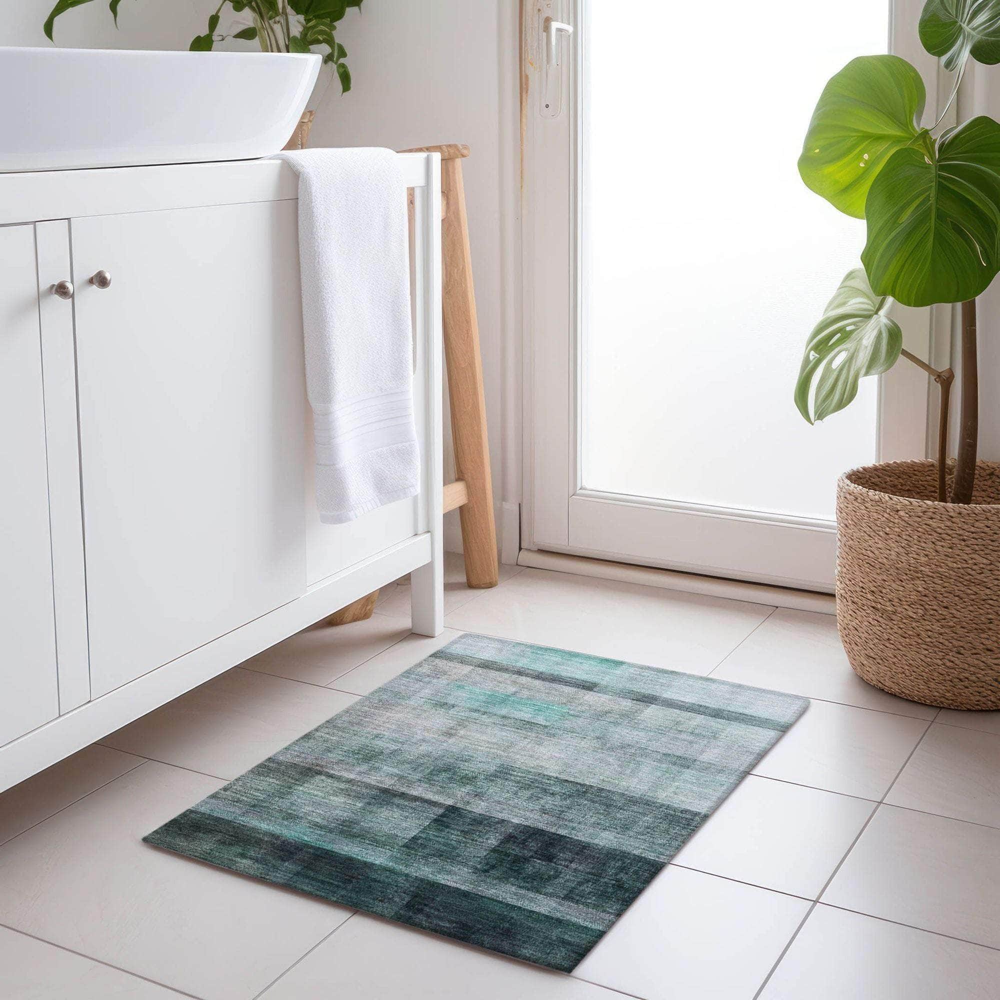 Machine Made ACN568 Teal Rugs