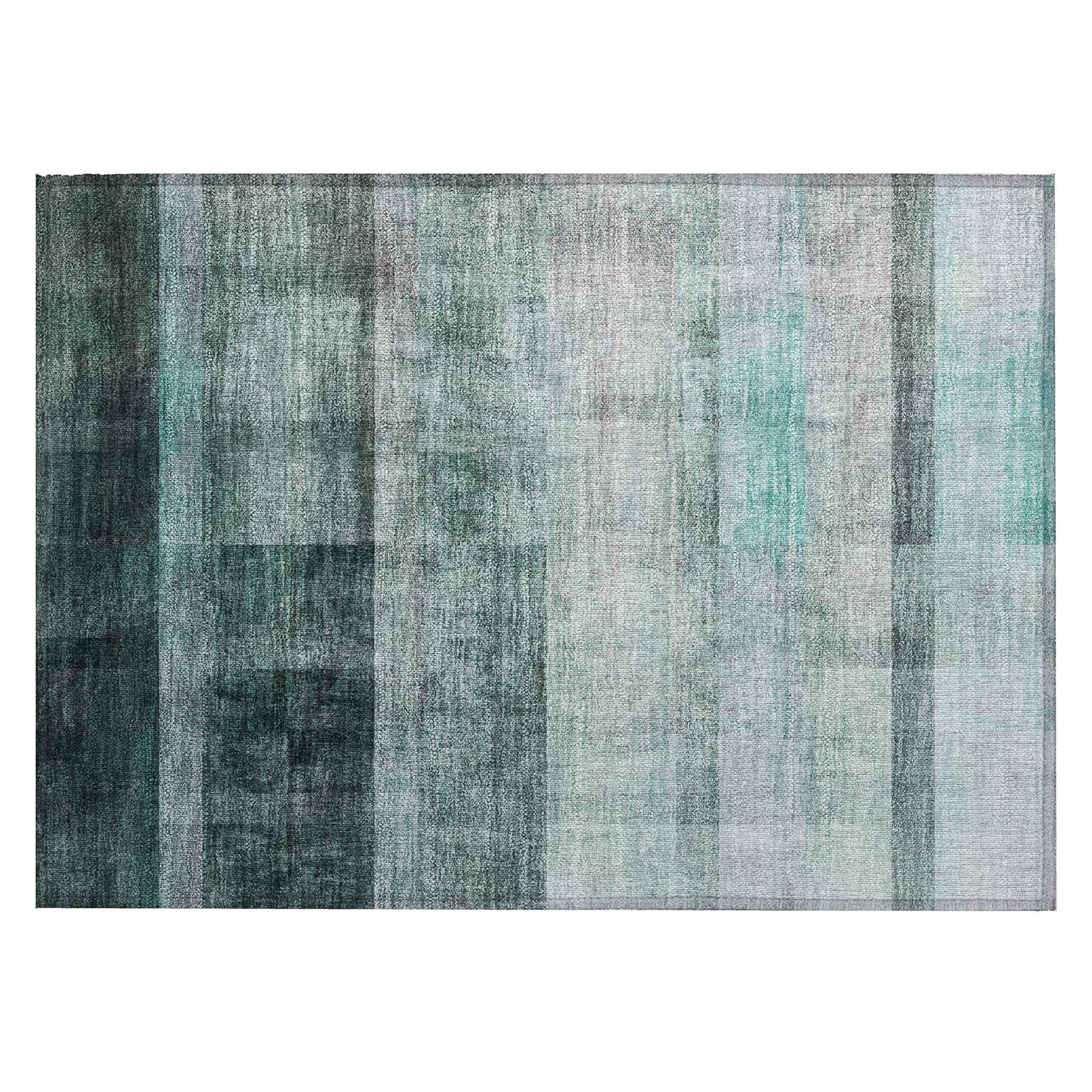 Machine Washable Teal Rug - Indoor / Outdoor - Kids / Pet Friendly Casual Print Rug