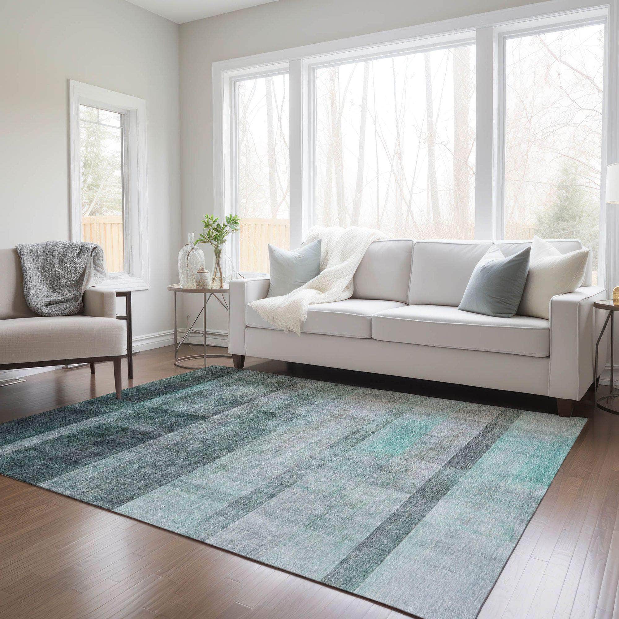Machine Made ACN568 Teal Rugs