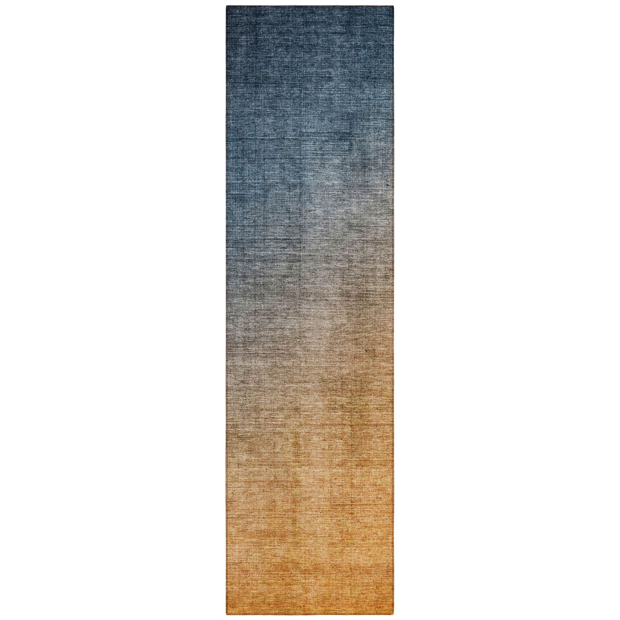 Machine Washable Navy Blue Rug - Indoor / Outdoor - Kids / Pet Friendly Ombre Print Rug
