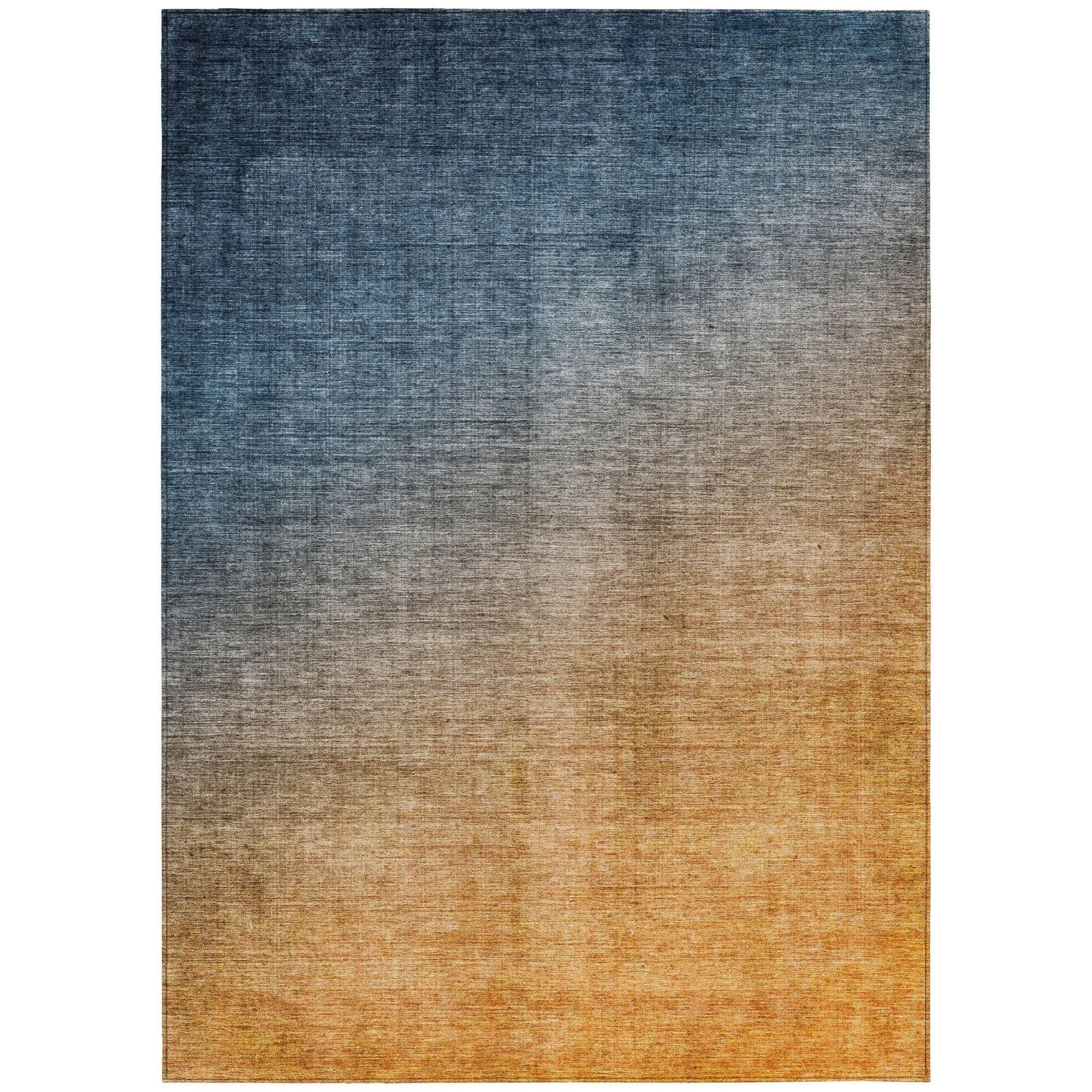 Machine Washable Navy Blue Rug - Indoor / Outdoor - Kids / Pet Friendly Ombre Print Rug