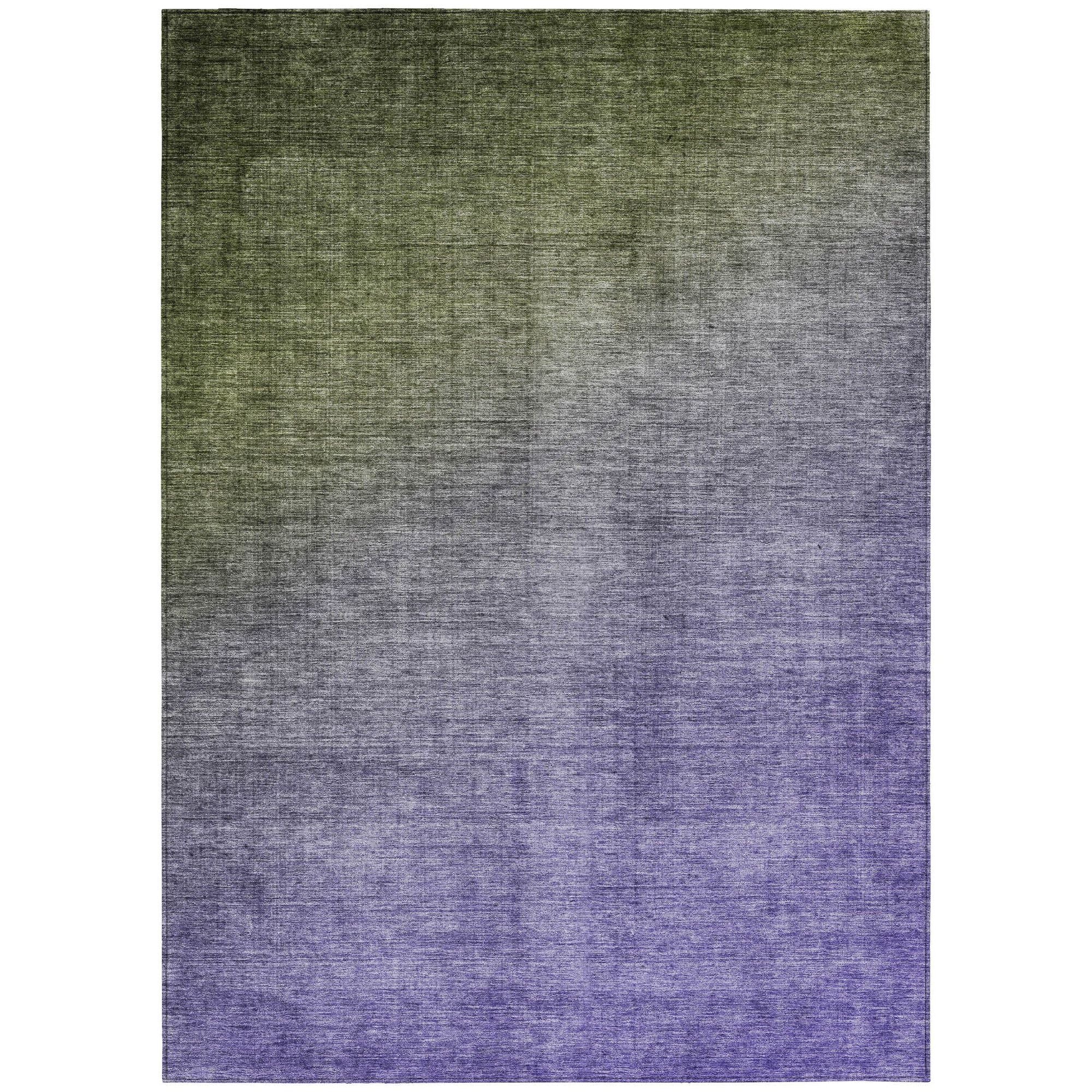 Machine Washable Olive Green Rug - Indoor / Outdoor - Kids / Pet Friendly Ombre Print Rug