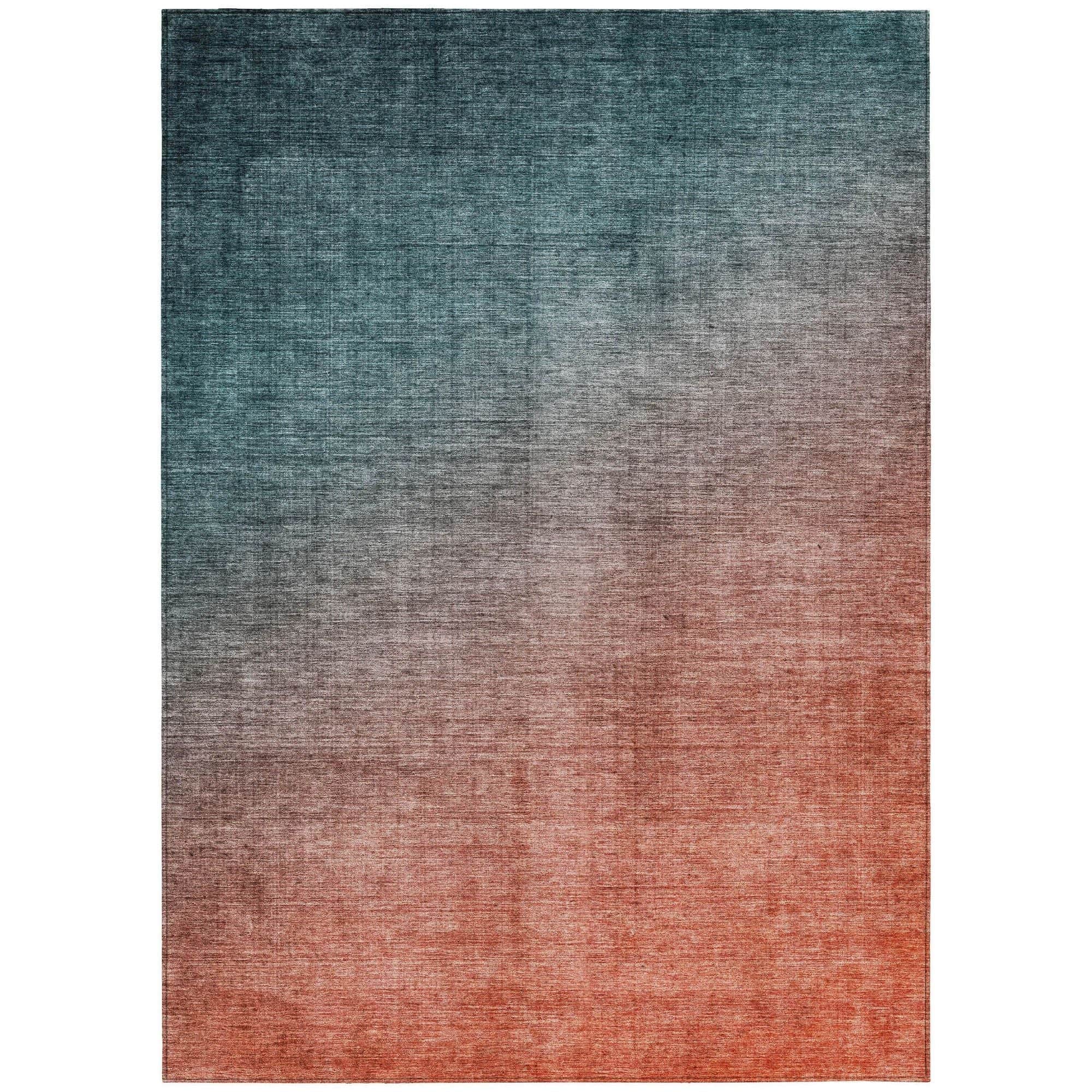 Machine Washable Teal Rug - Indoor / Outdoor - Kids / Pet Friendly Ombre Print Rug