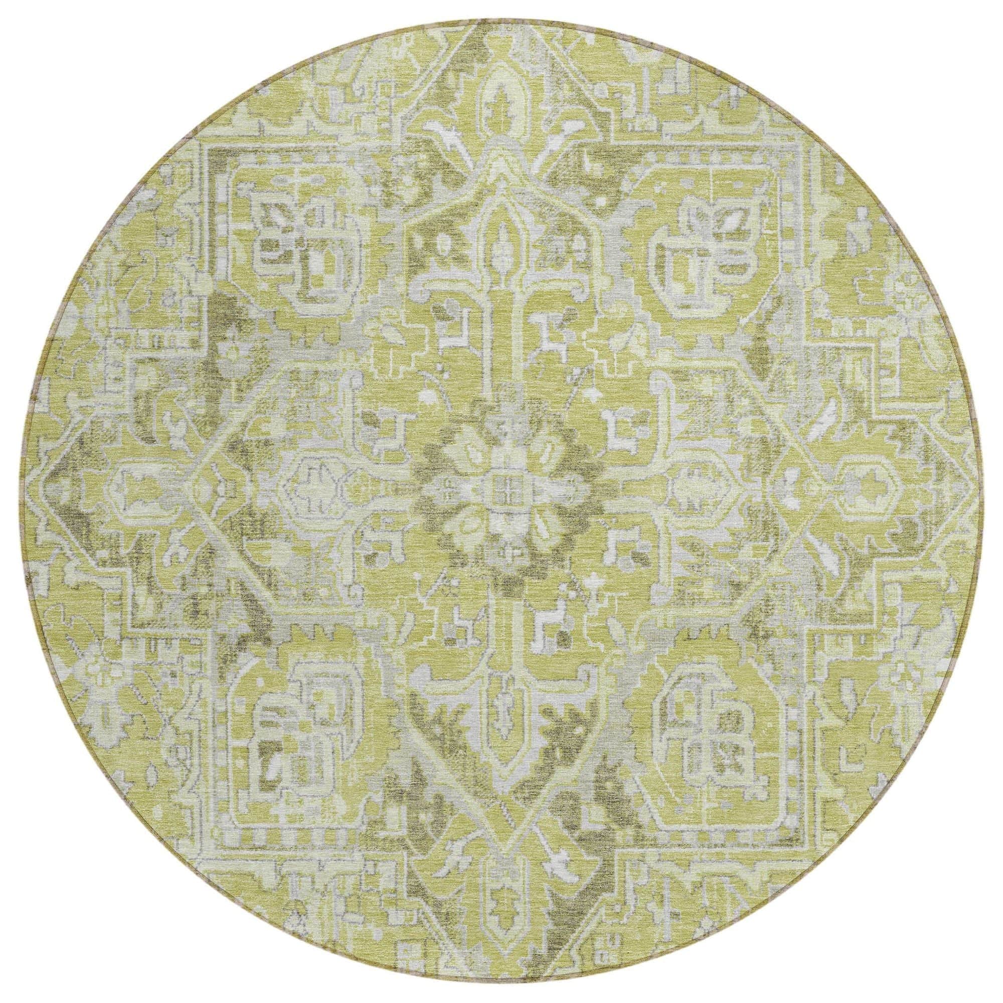 Machine Washable Aloe Green Rug - Indoor / Outdoor - Kids / Pet Friendly Oriental Print Rug