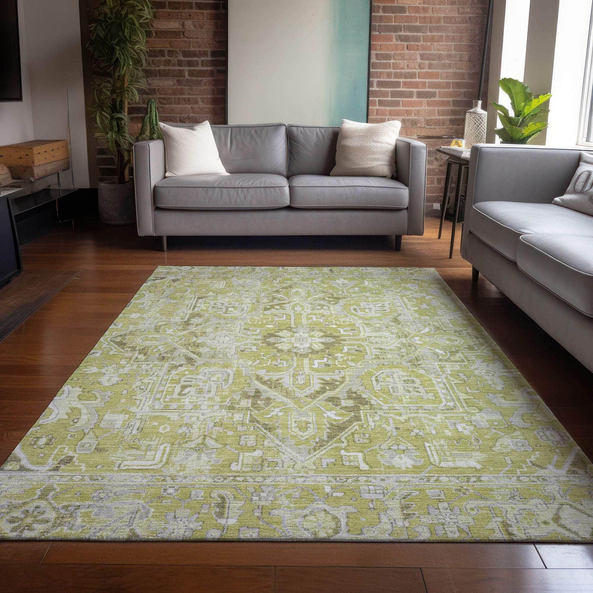 Machine Made ACN570 Aloe Green Rugs