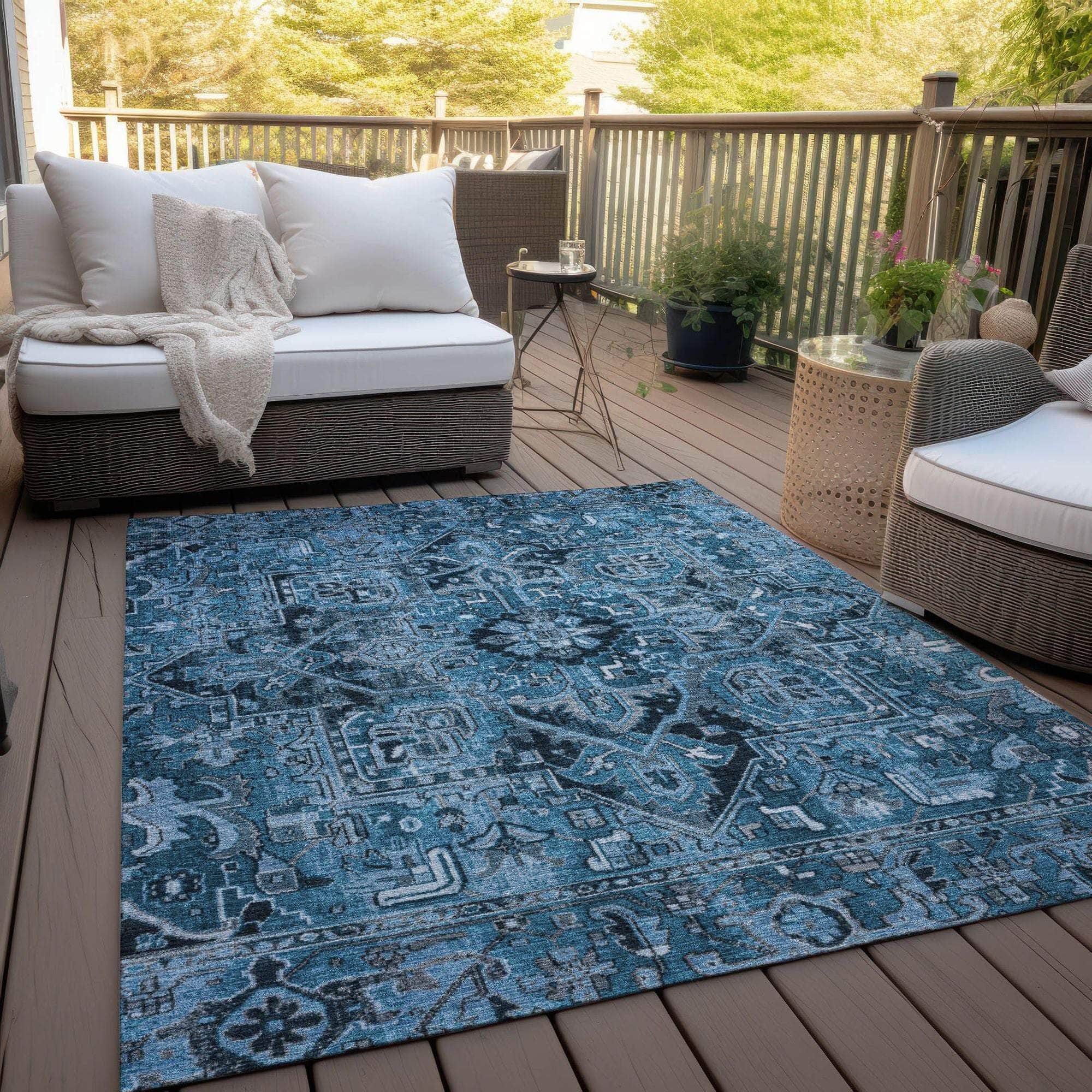 Machine Made ACN570 Blue Rugs