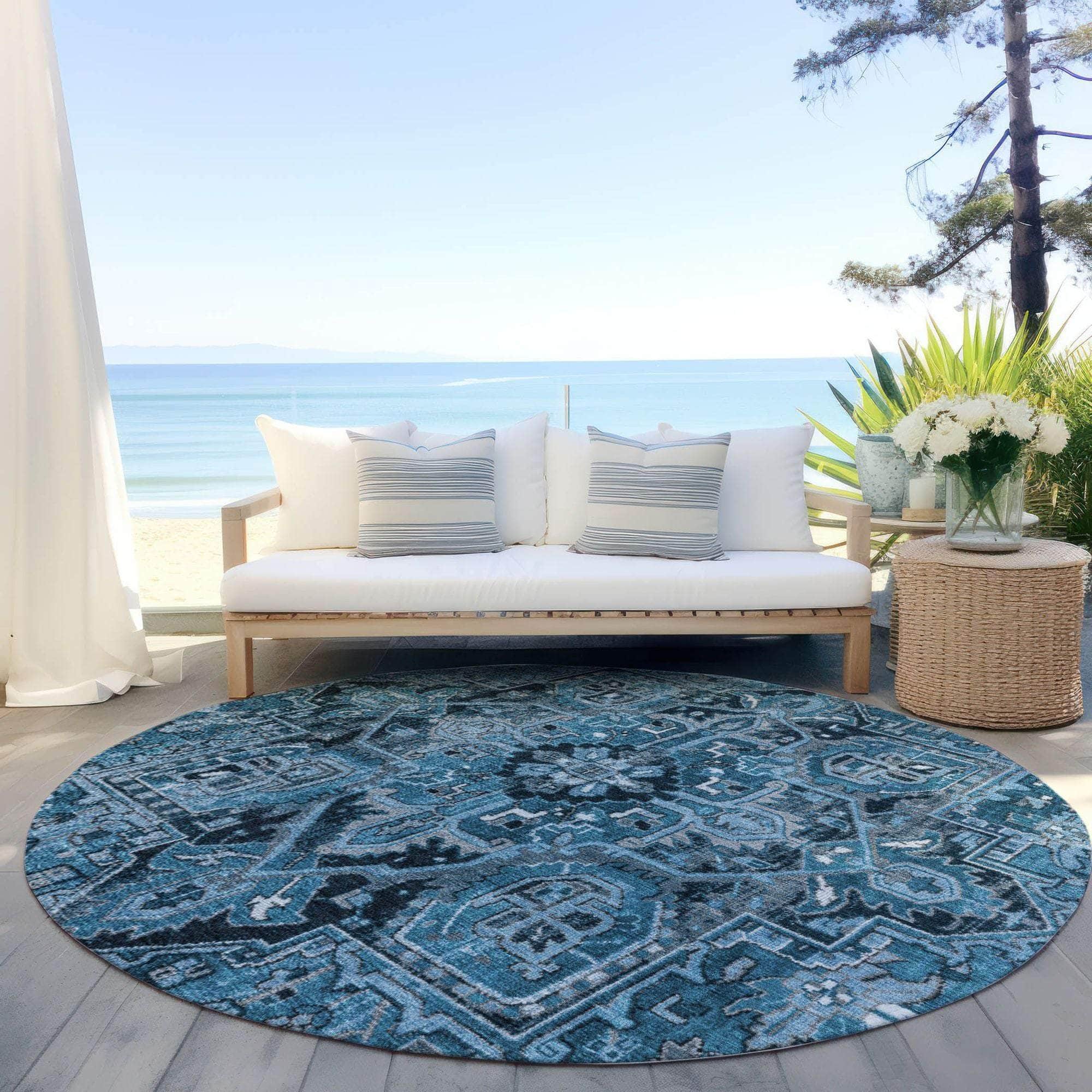 Machine Made ACN570 Blue Rugs