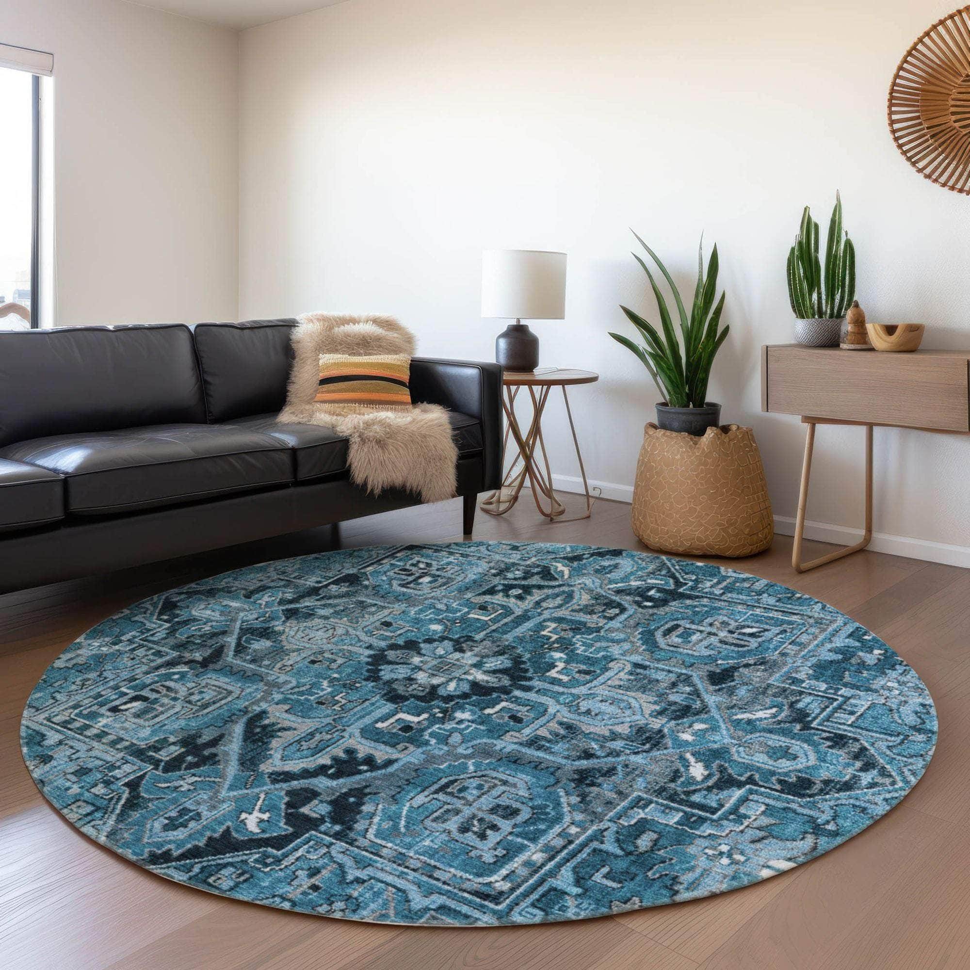 Machine Made ACN570 Blue Rugs