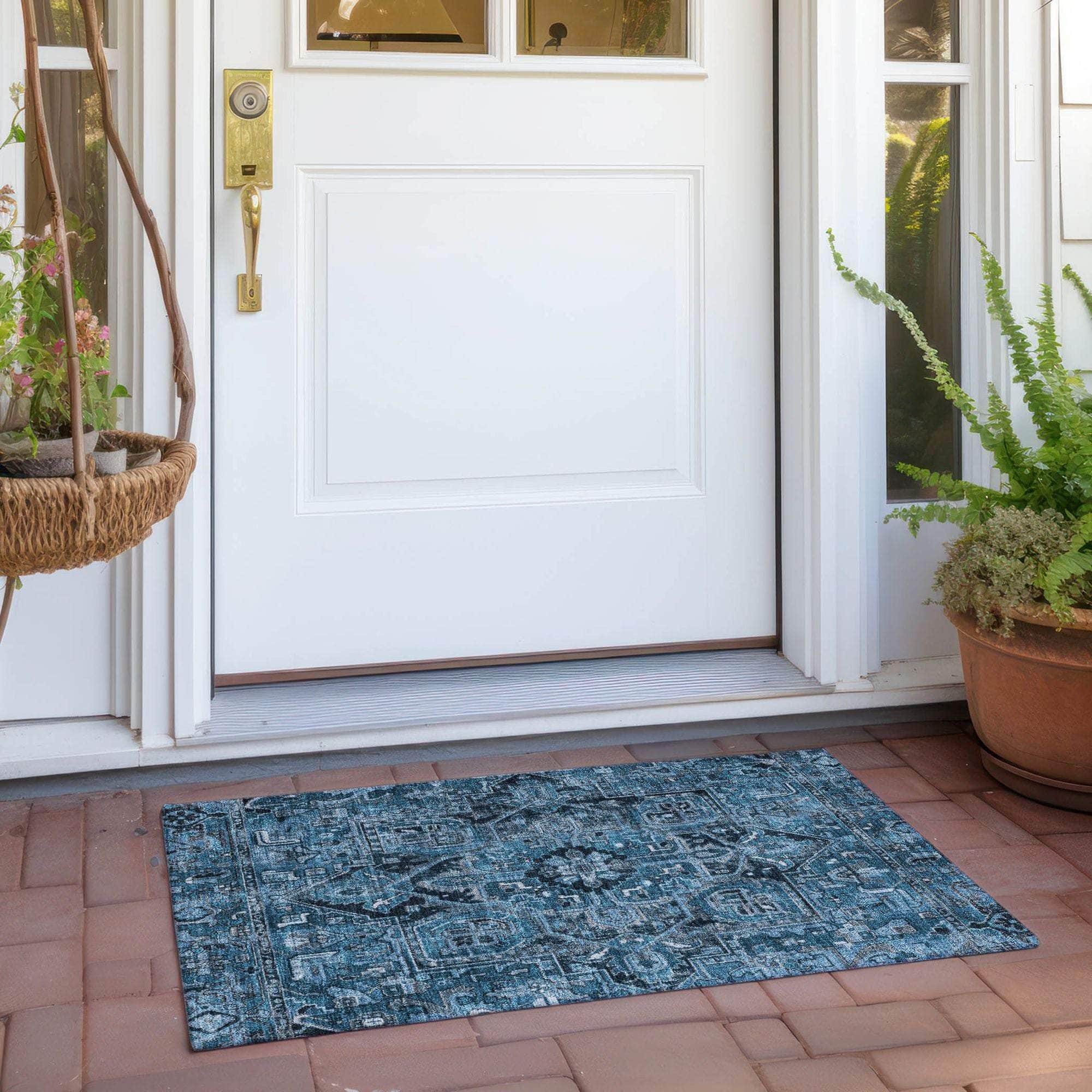 Machine Made ACN570 Blue Rugs