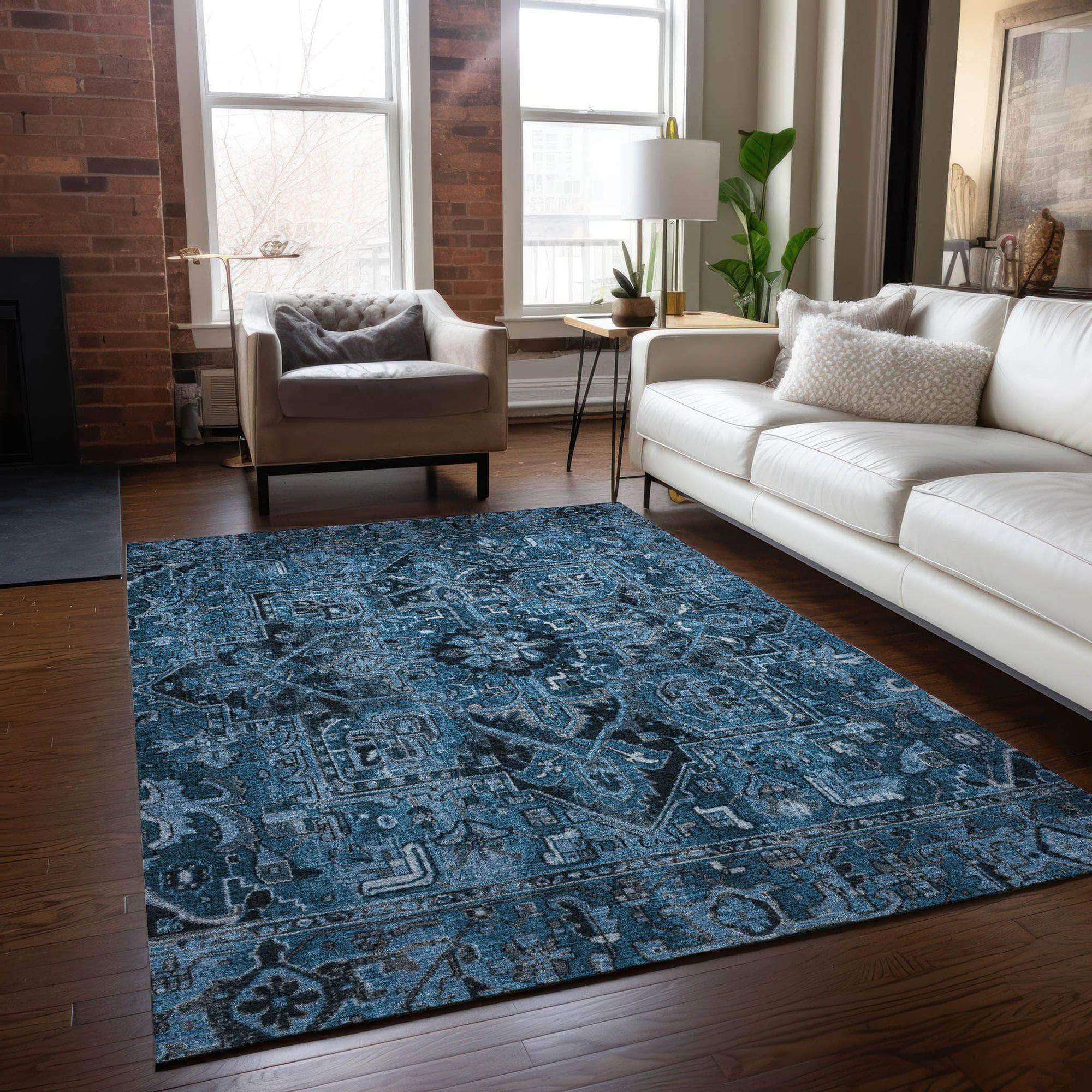 Machine Made ACN570 Blue Rugs