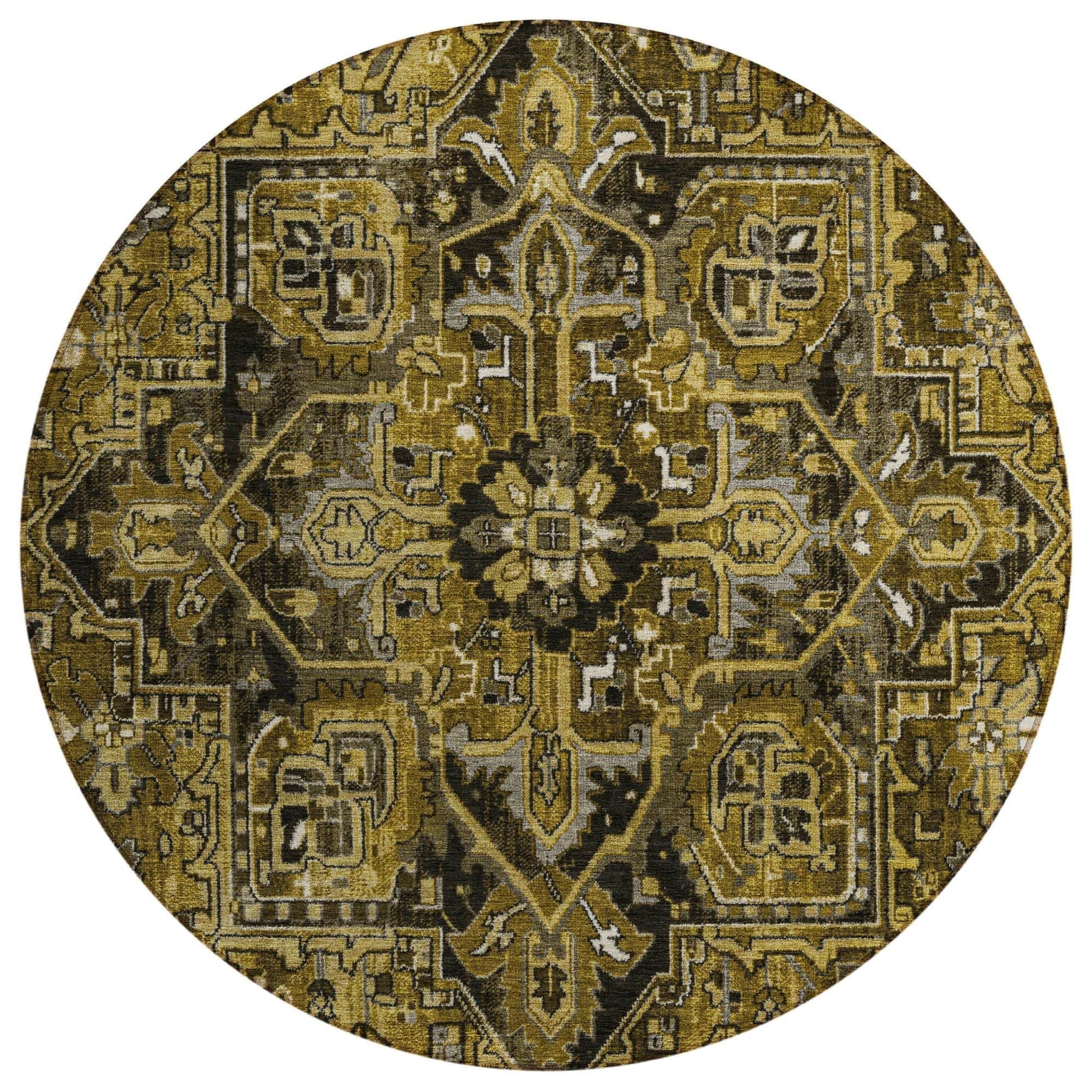 Machine Washable Brown Rug - Indoor / Outdoor - Kids / Pet Friendly Oriental Print Rug