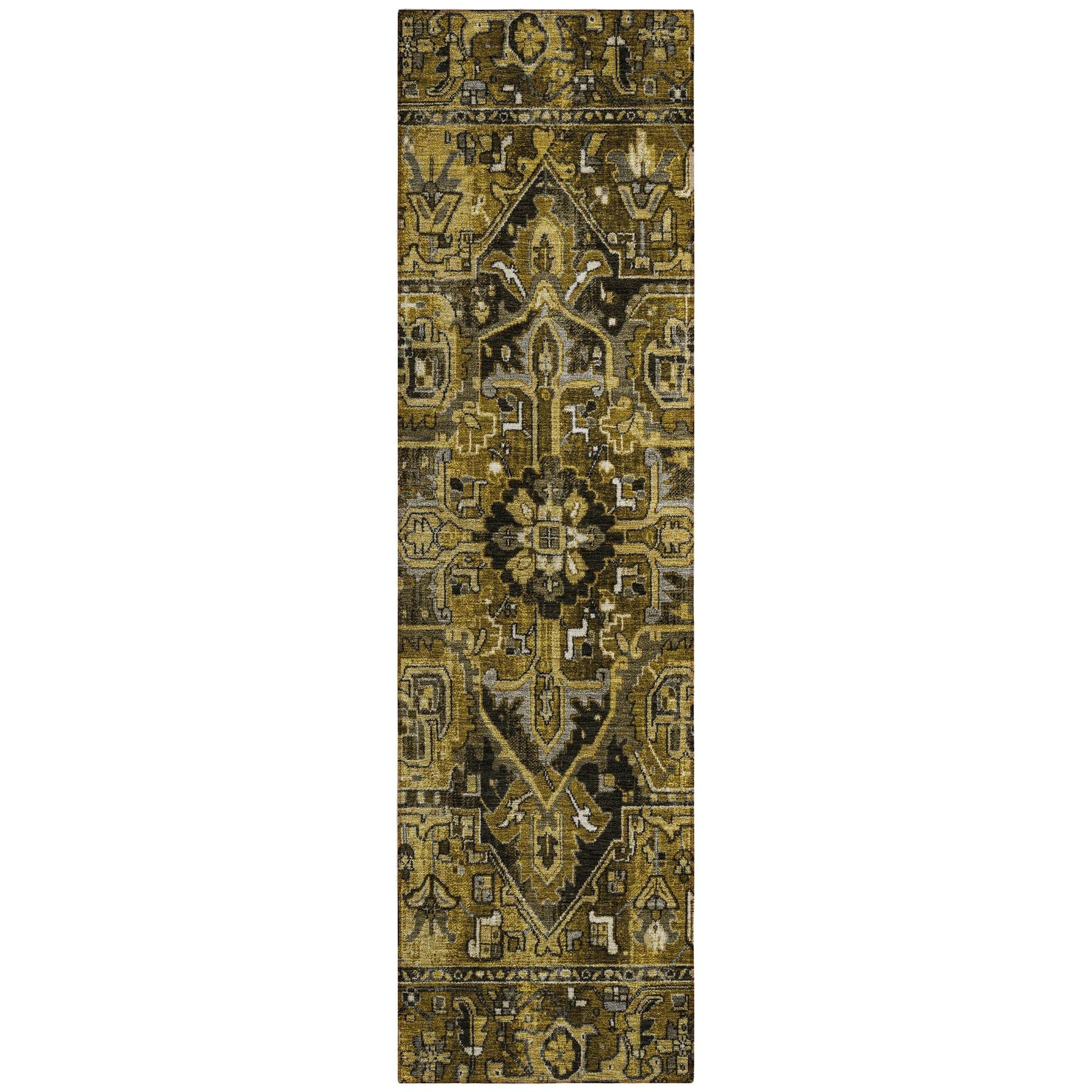 Machine Washable Brown Rug - Indoor / Outdoor - Kids / Pet Friendly Oriental Print Rug
