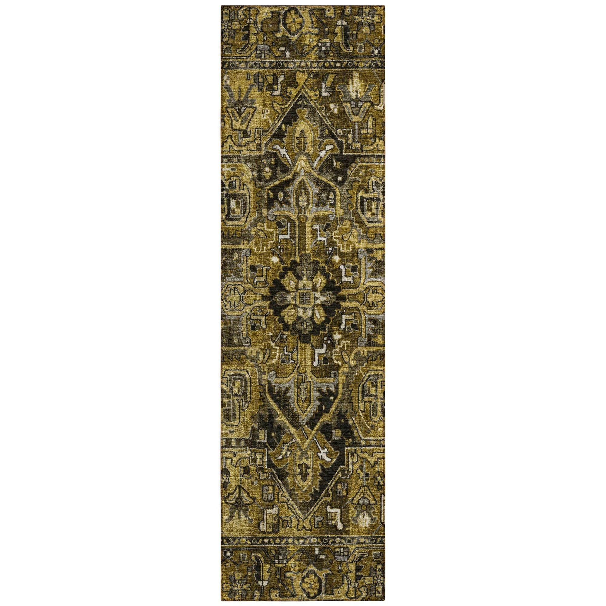 Machine Washable Brown Rug - Indoor / Outdoor - Kids / Pet Friendly Oriental Print Rug