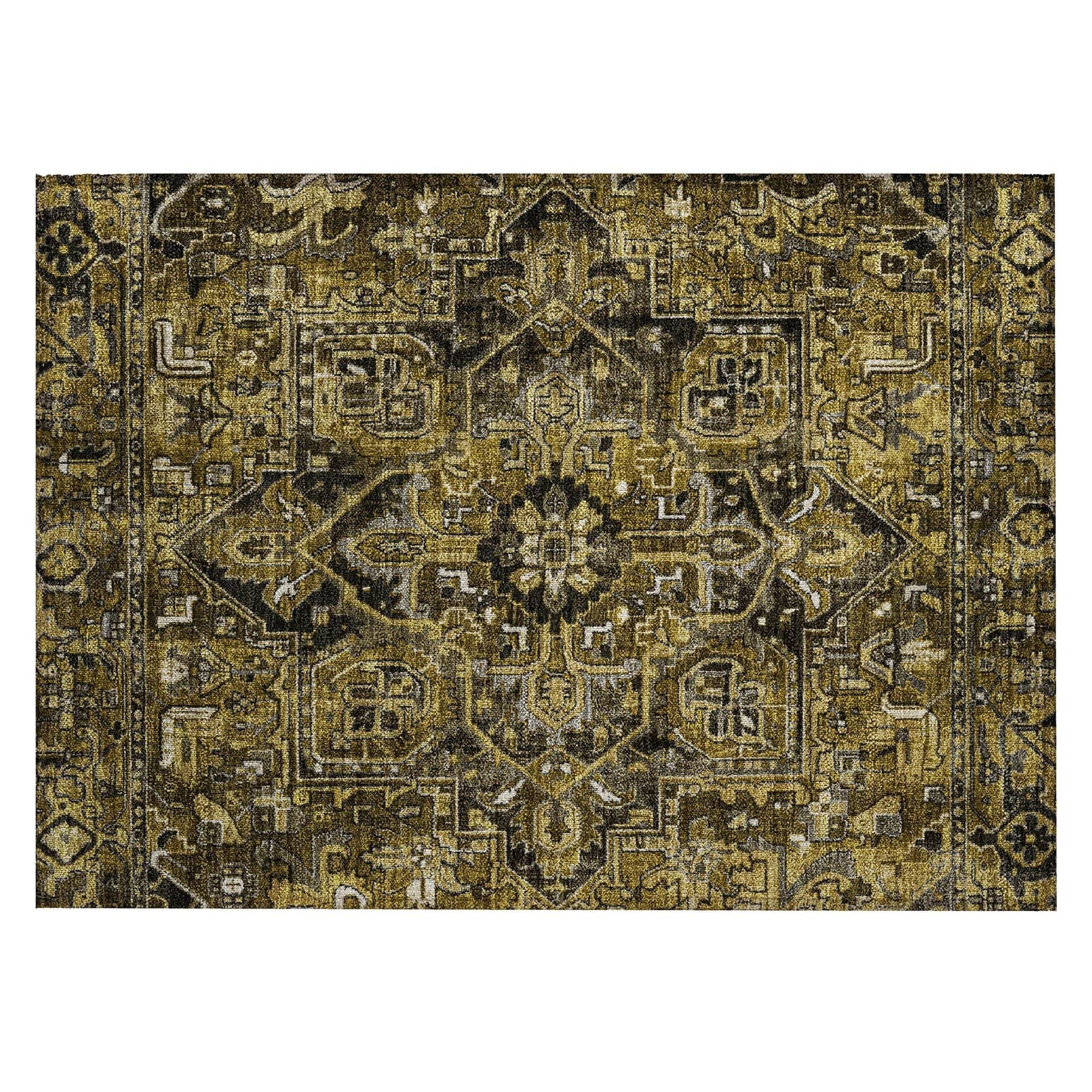 Machine Washable Brown Rug - Indoor / Outdoor - Kids / Pet Friendly Oriental Print Rug