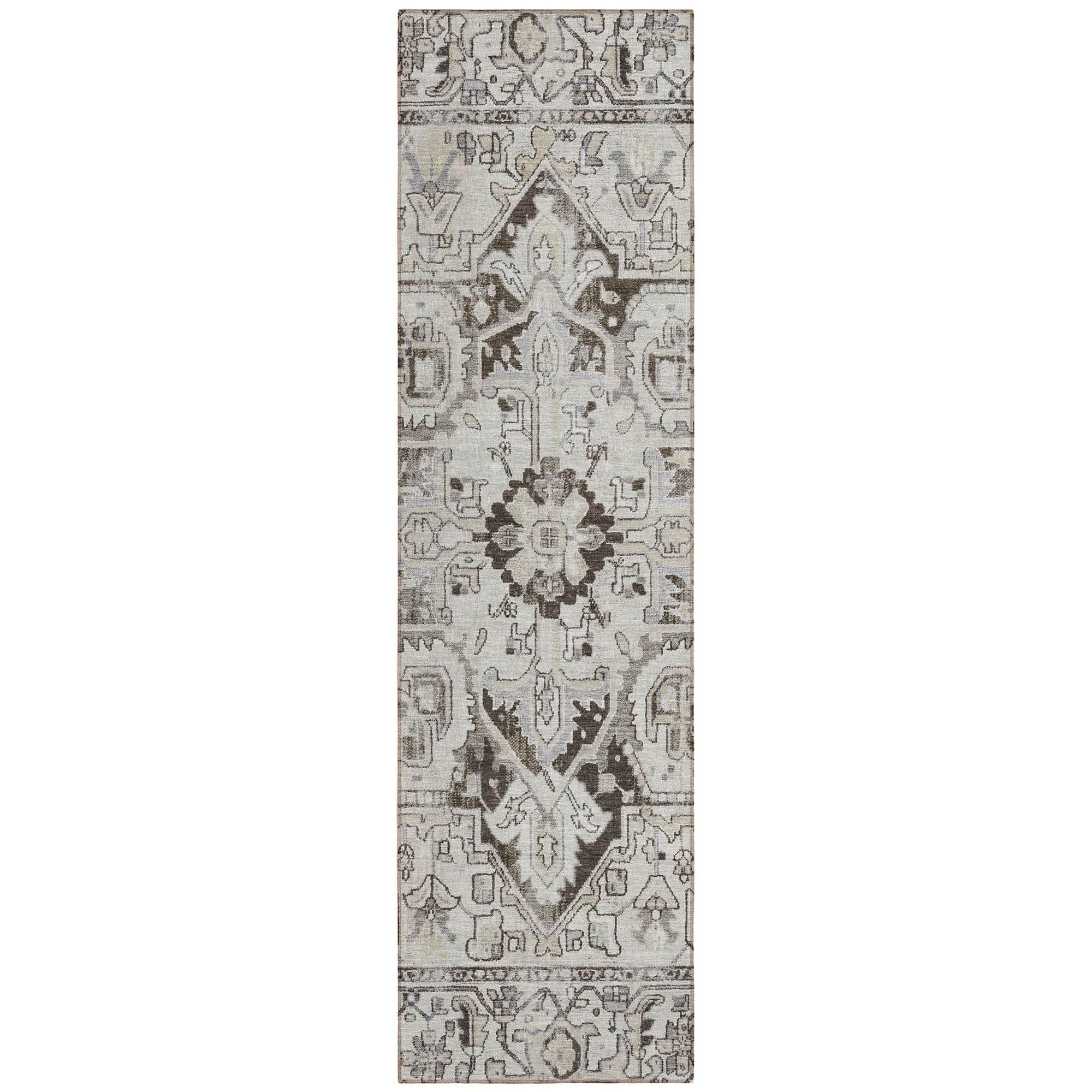 Machine Washable Ivory Rug - Indoor / Outdoor - Kids / Pet Friendly Oriental Print Rug
