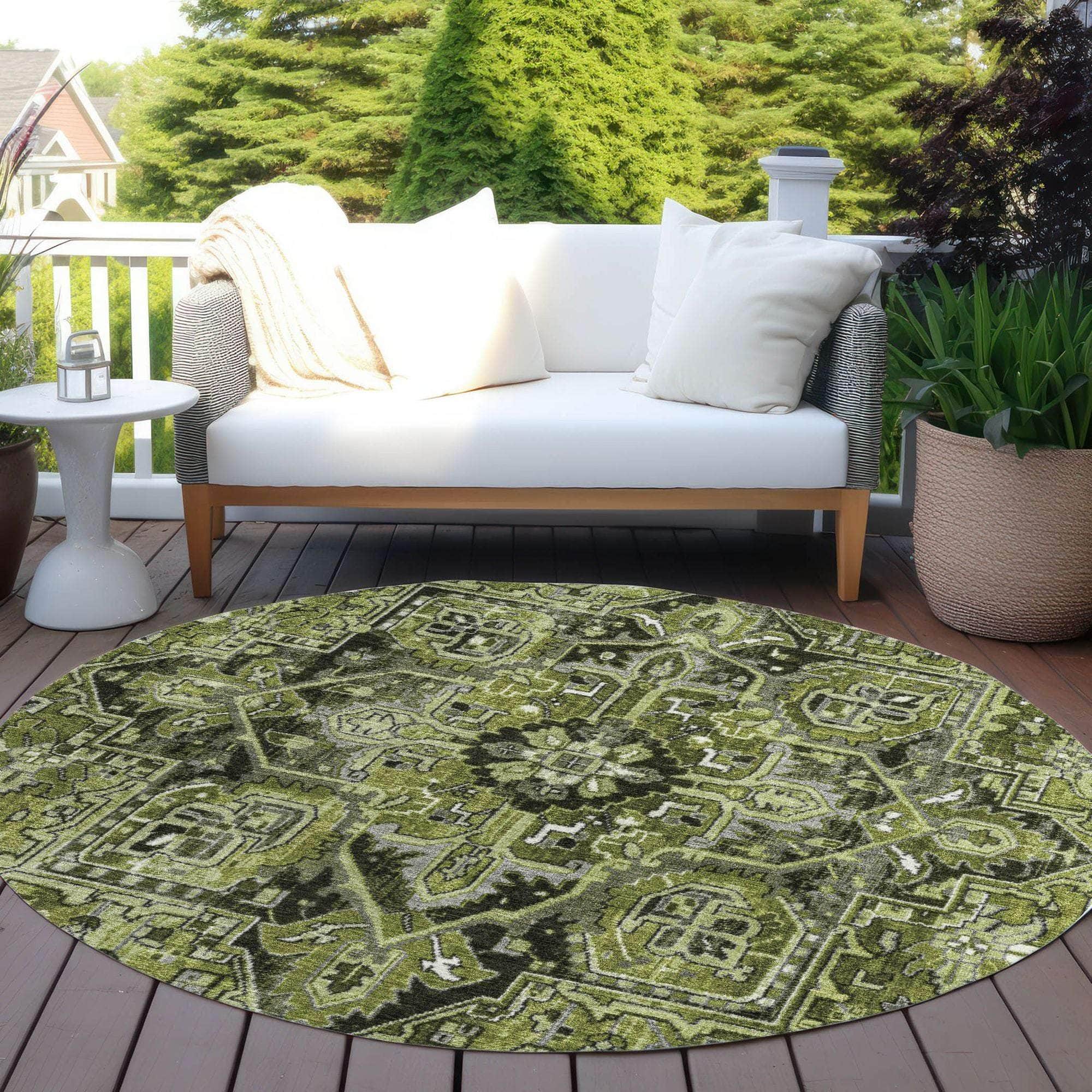 Machine Made ACN570 Olive Green Rugs