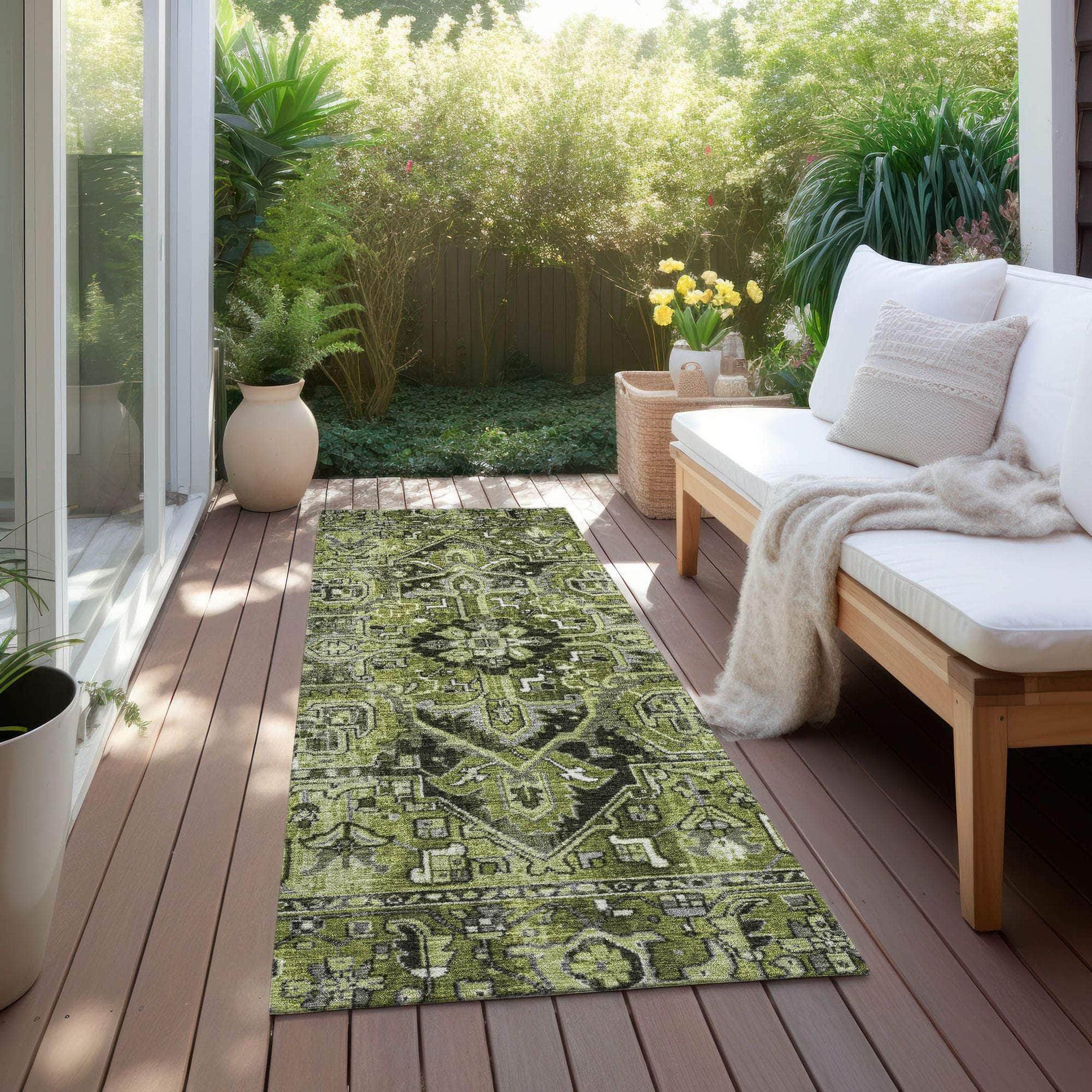 Machine Made ACN570 Olive Green Rugs