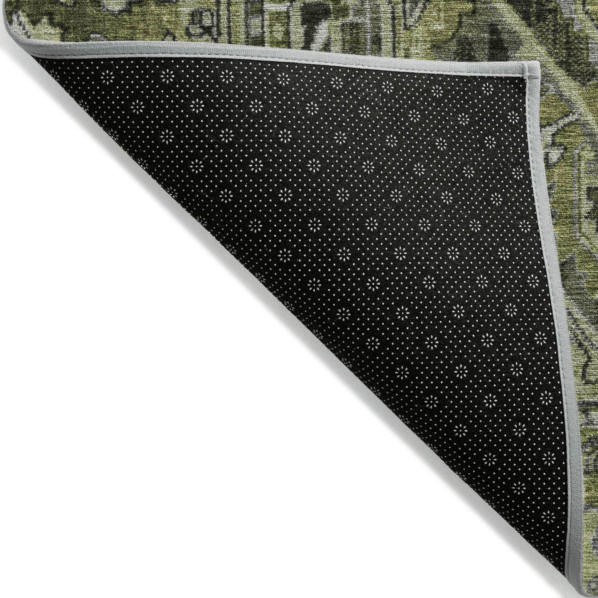 Machine Made ACN570 Olive Green Rugs