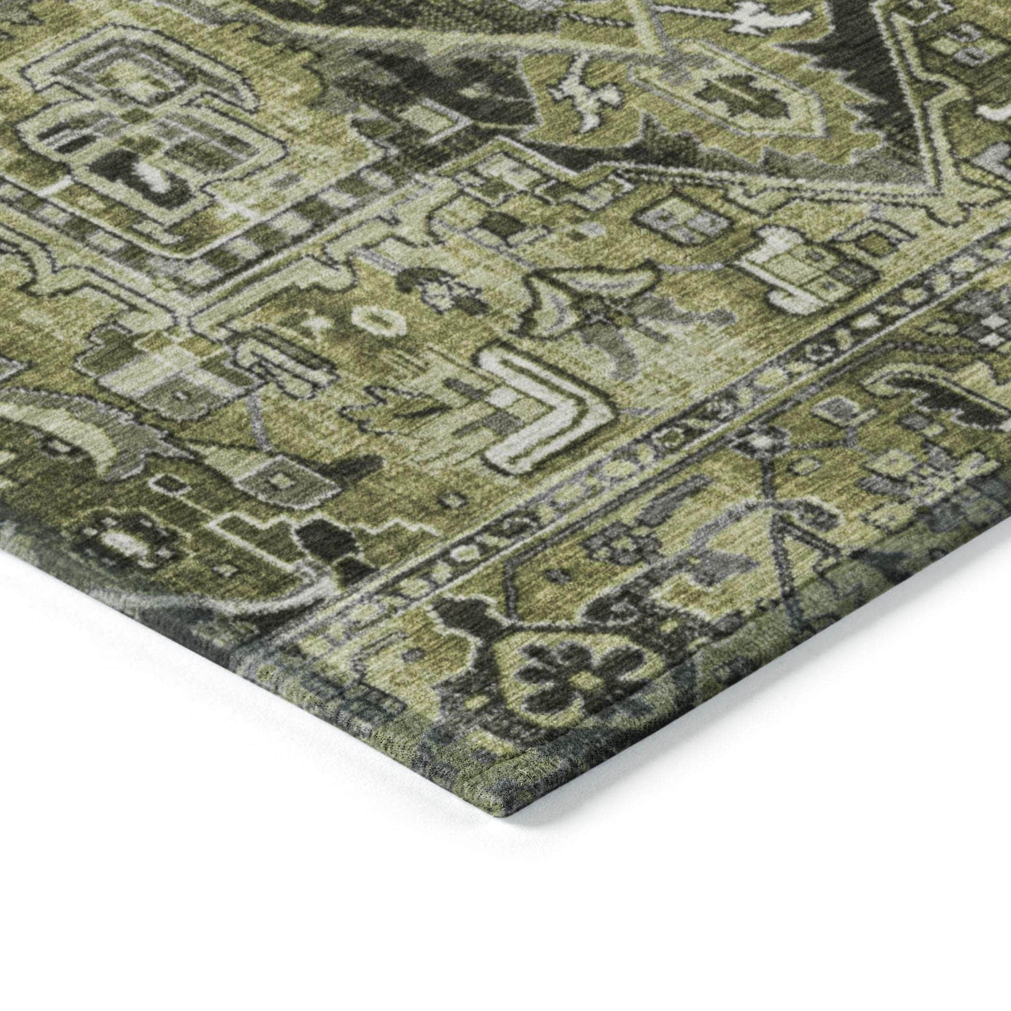 Machine Made ACN570 Olive Green Rugs