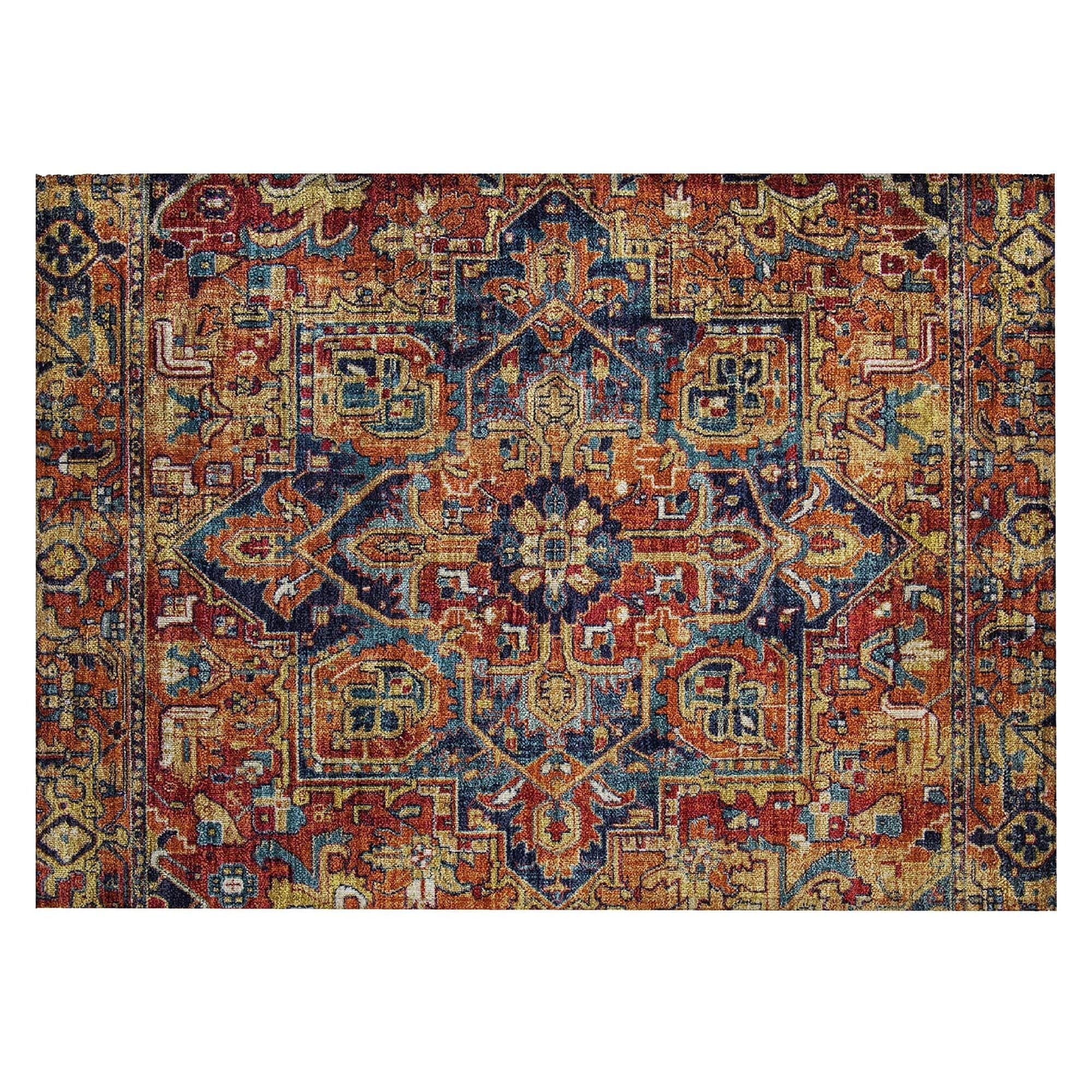 Machine Washable Paprika Orange Rug - Indoor / Outdoor - Kids / Pet Friendly Oriental Print Rug