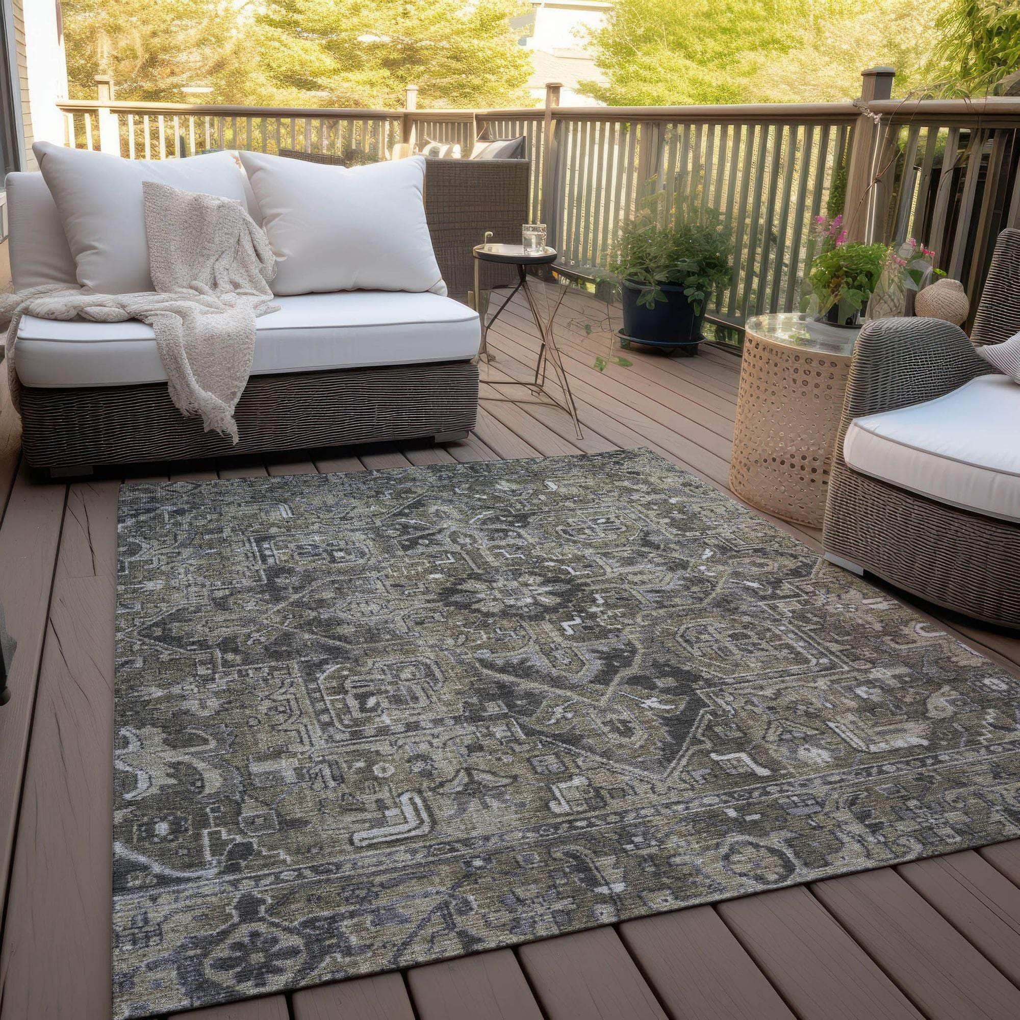 Machine Made ACN570 Taupe Brown Rugs